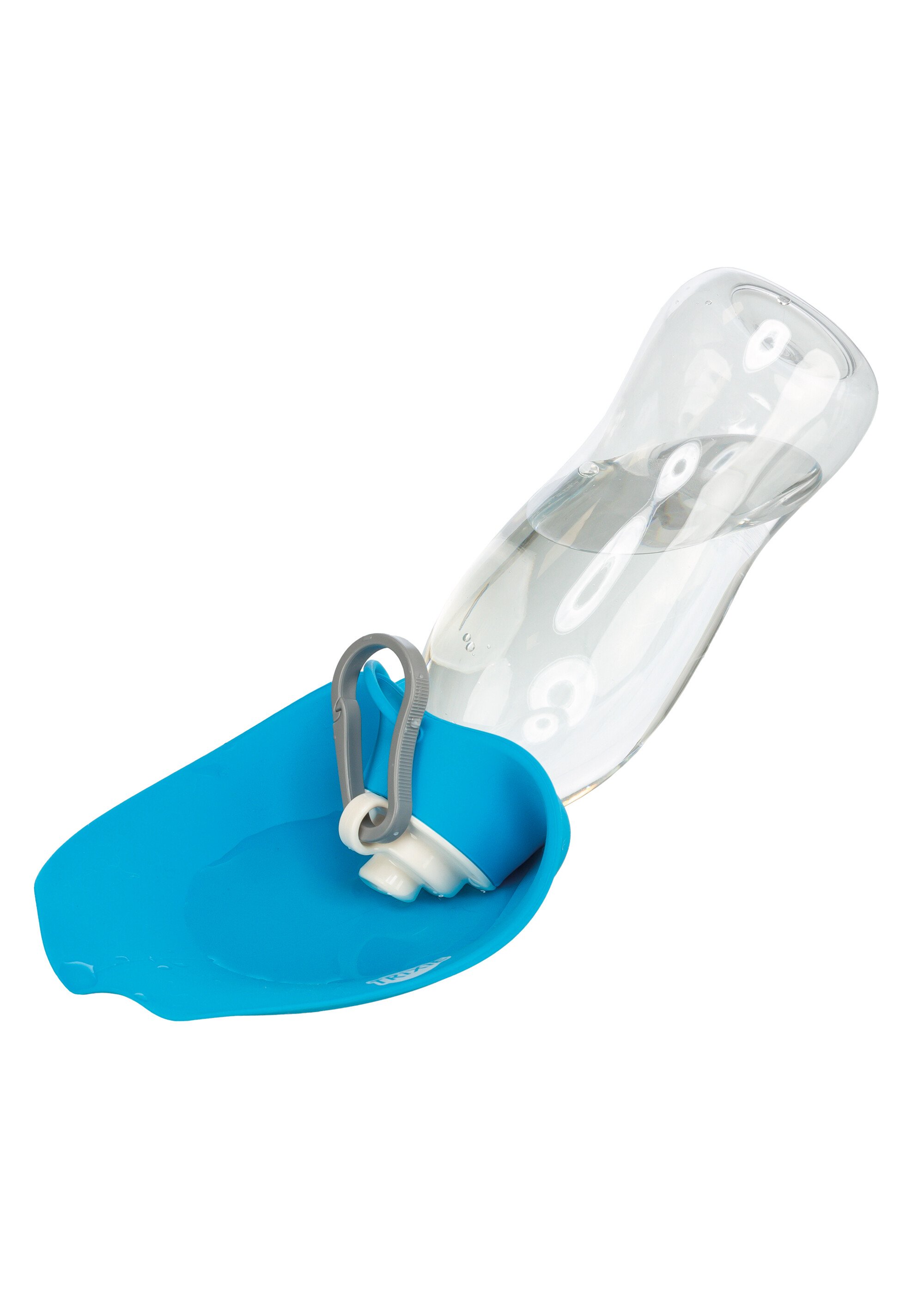 Gourde avec écuelle pour animaux TRANSPARENT ET BLEU TRX-24607 DE1