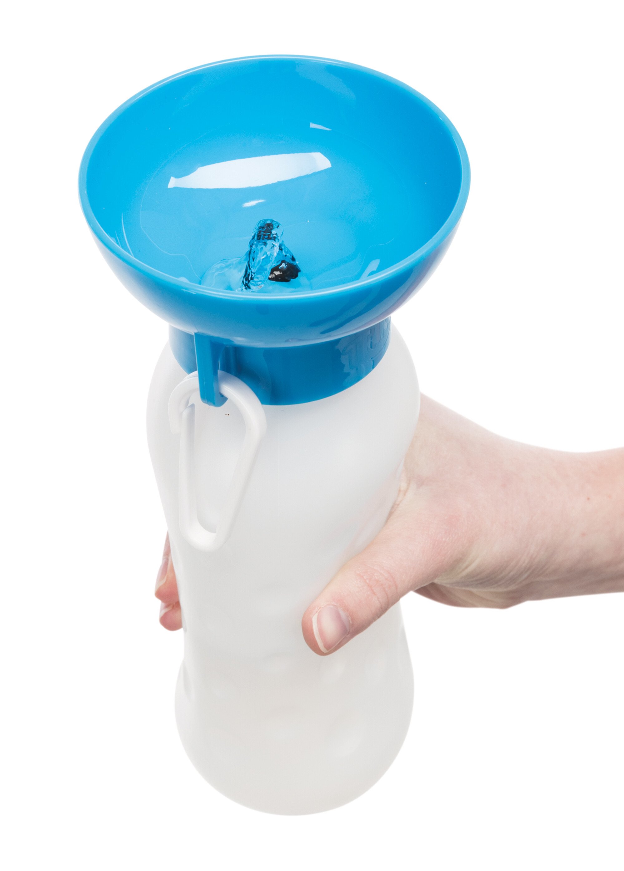 Gourde avec gamelle pour animaux TRANSPARENT ET BLEU TRX-24609 DE1