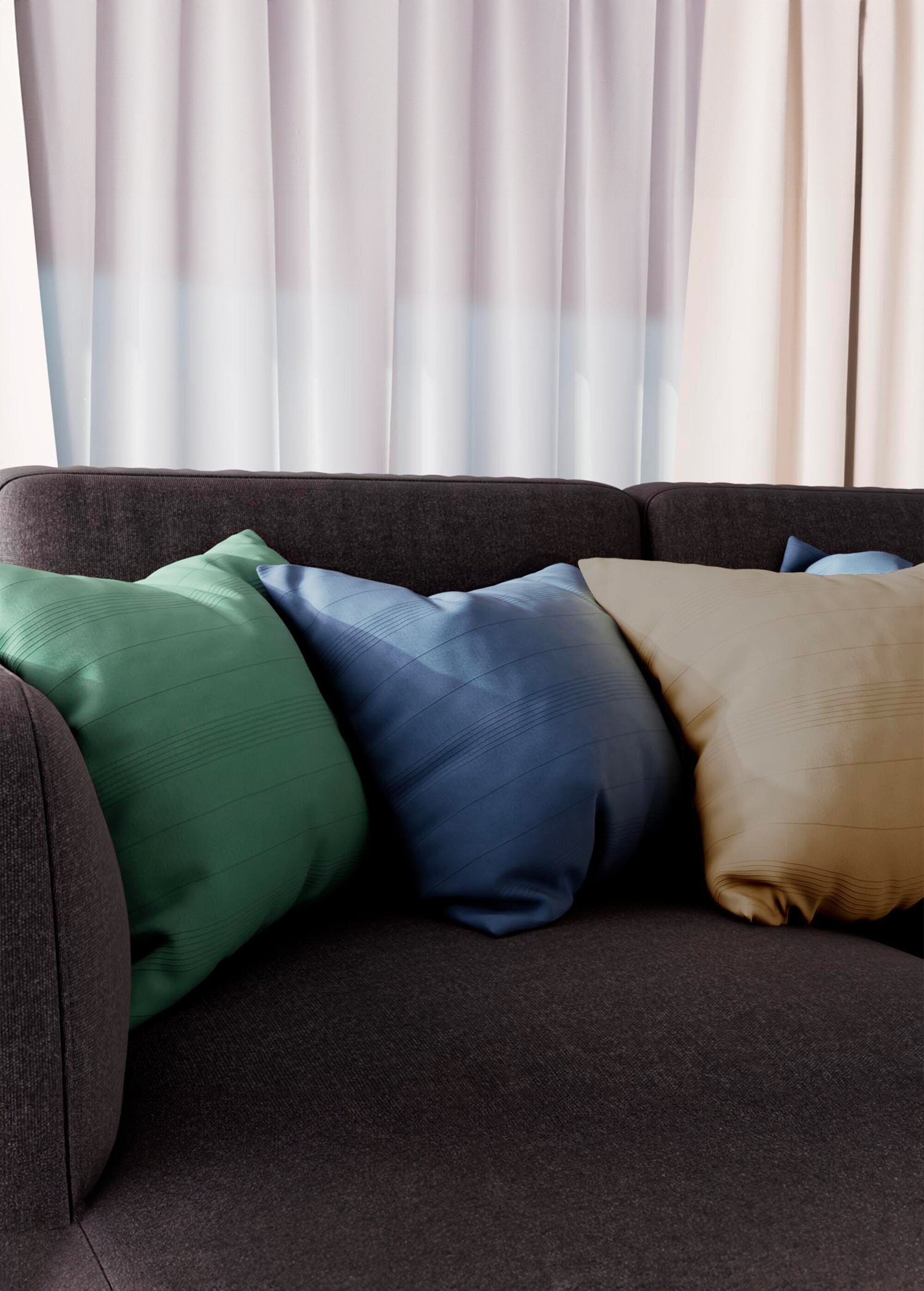 Housse de coussin bachette coton, motif lignes