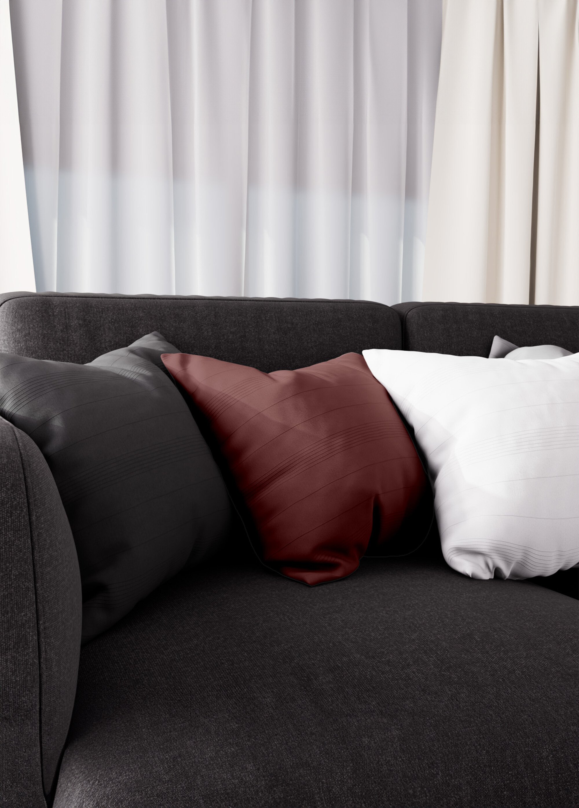 Housse de coussin bachette coton, motif lignes