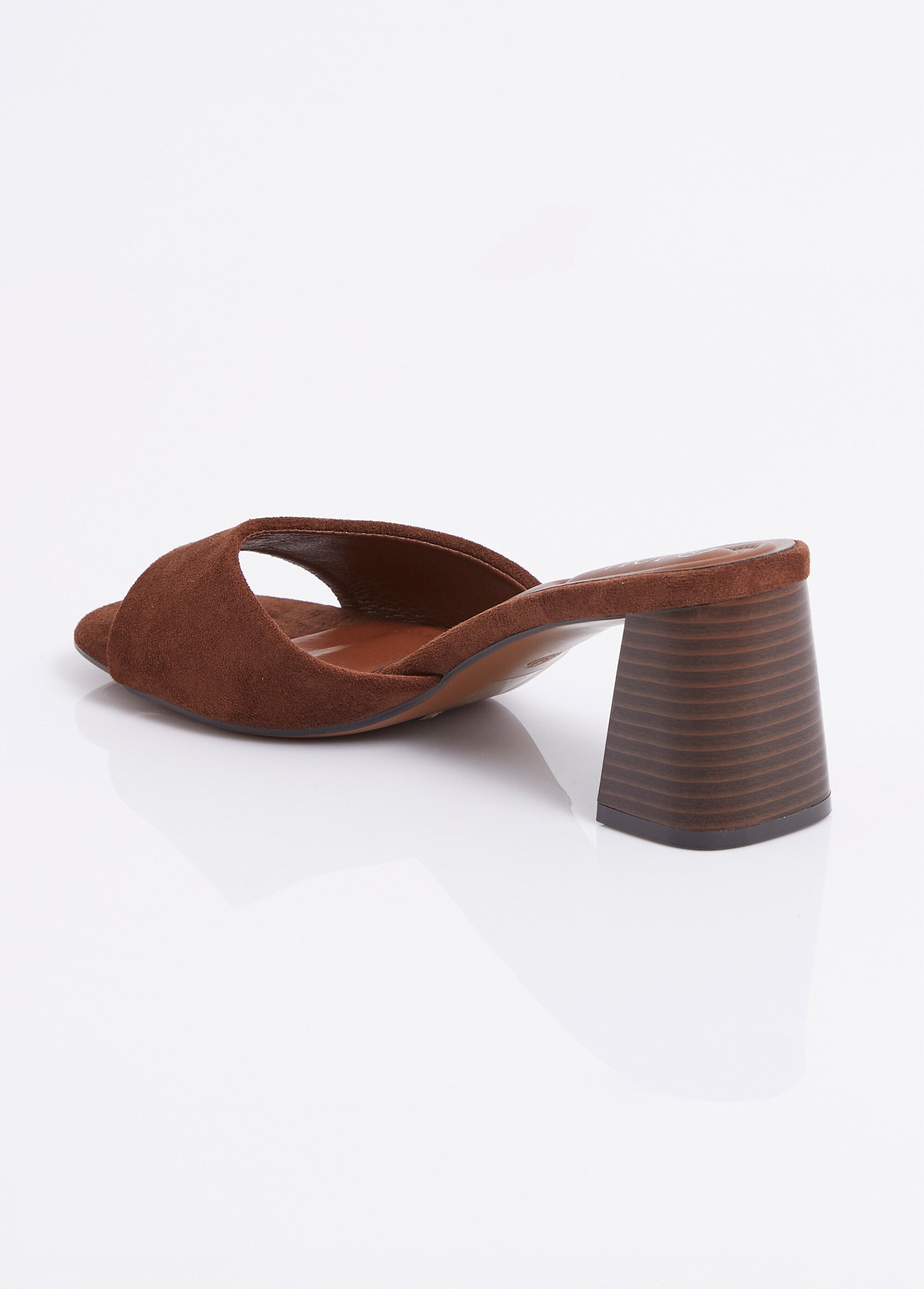 Mules suédine à talon façon lamellé Femme Marron JOIH8-1189A DO1