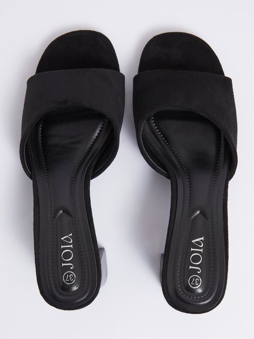 Mules suédine à talon façon lamellé Femme Noir JOIH8-1189A OV1