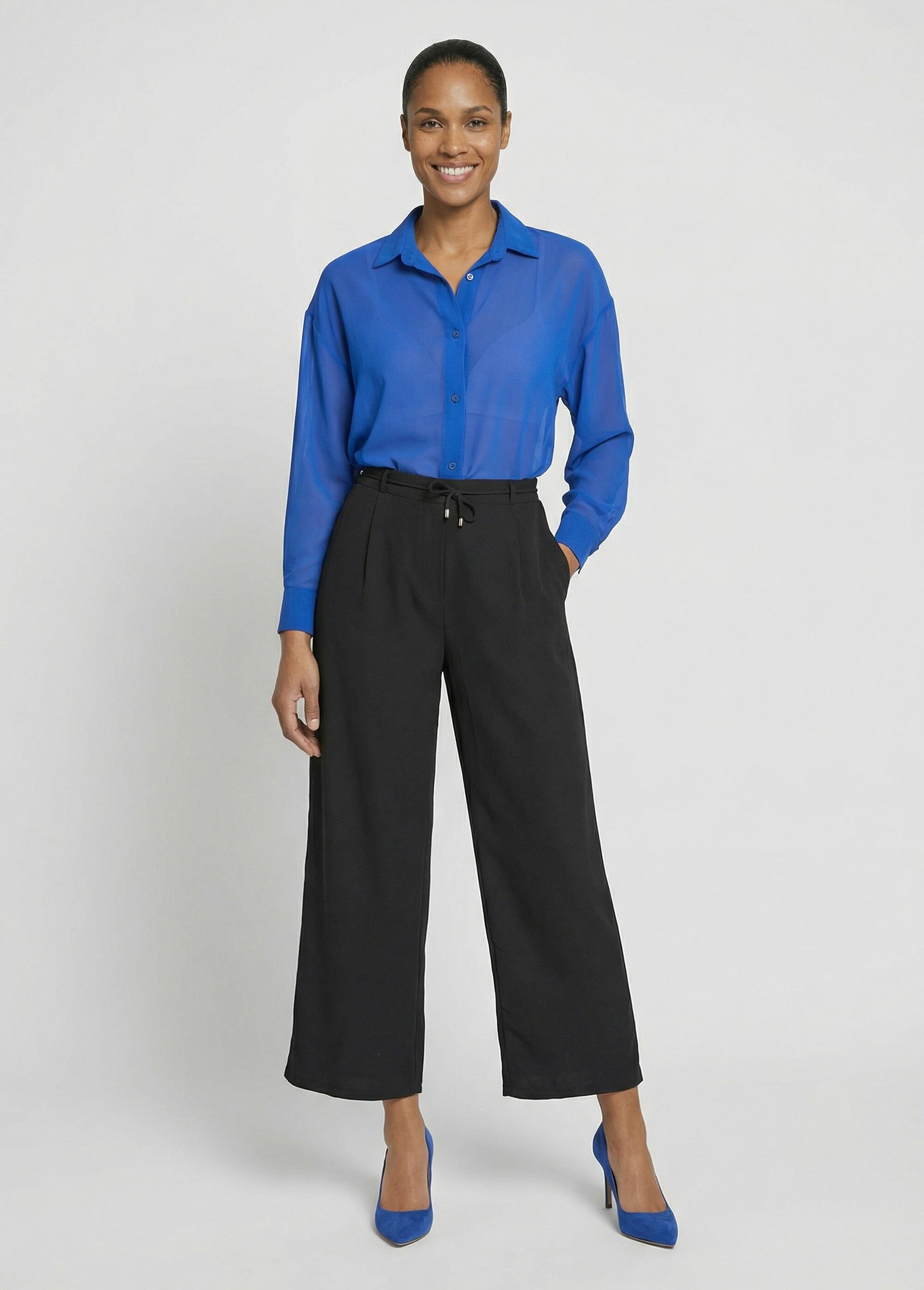 Pantalon large élastiqué, Essentiel Femme Noir TM-AVENUE SF1