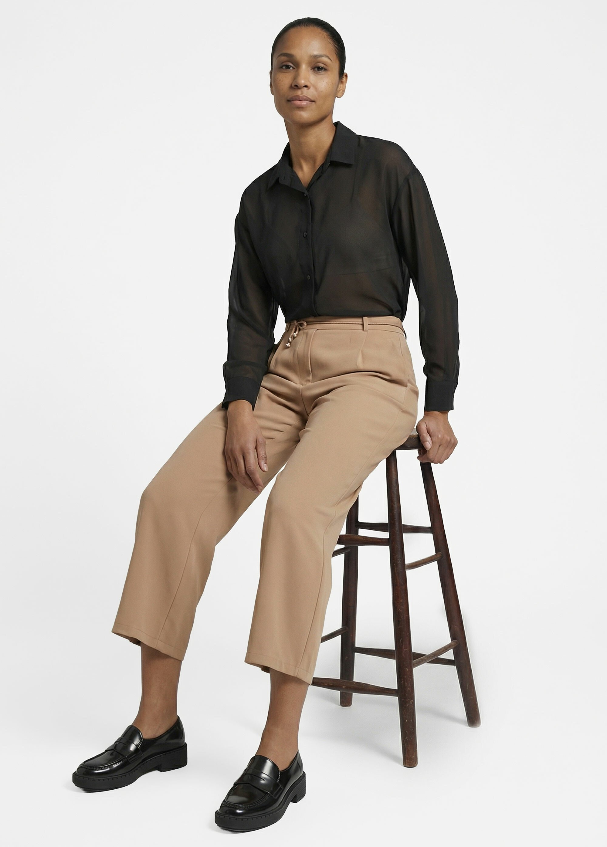 Pantalon large élastiqué, Essentiel Femme Marron TM-AVENUE MV1