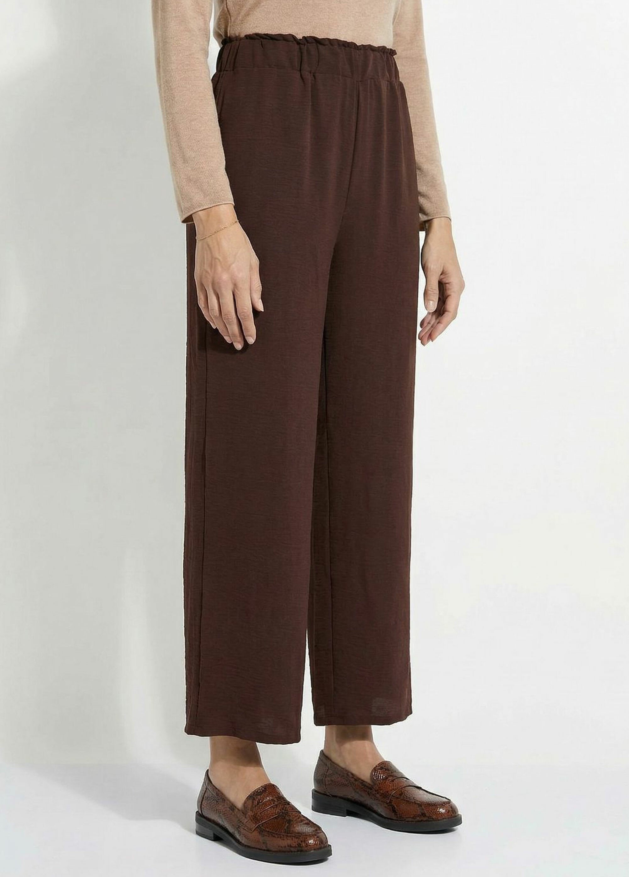 Pantalon large fluide en crêpe Femme Marron TM-ADAROU FA1