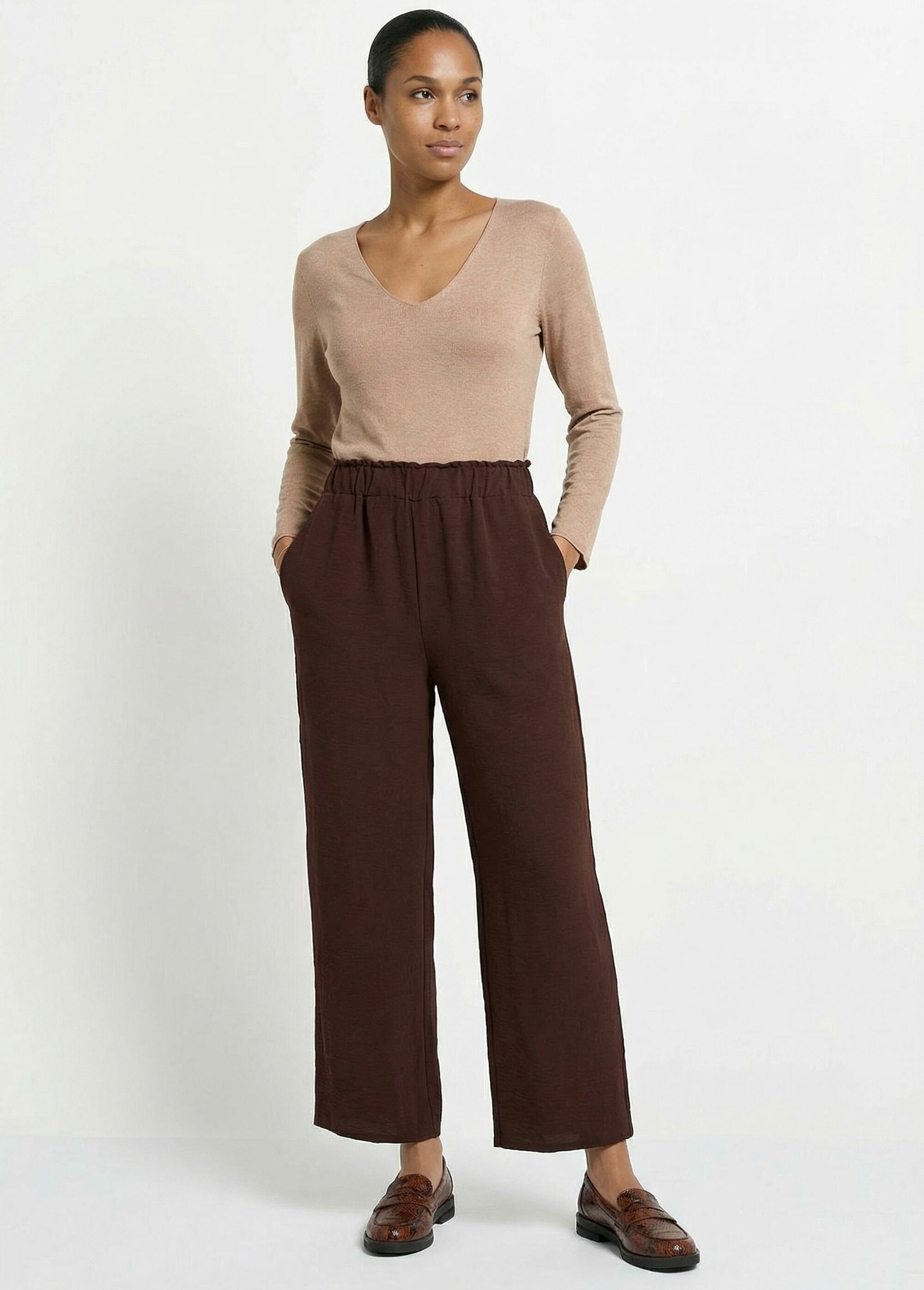 Pantalon large fluide en crêpe