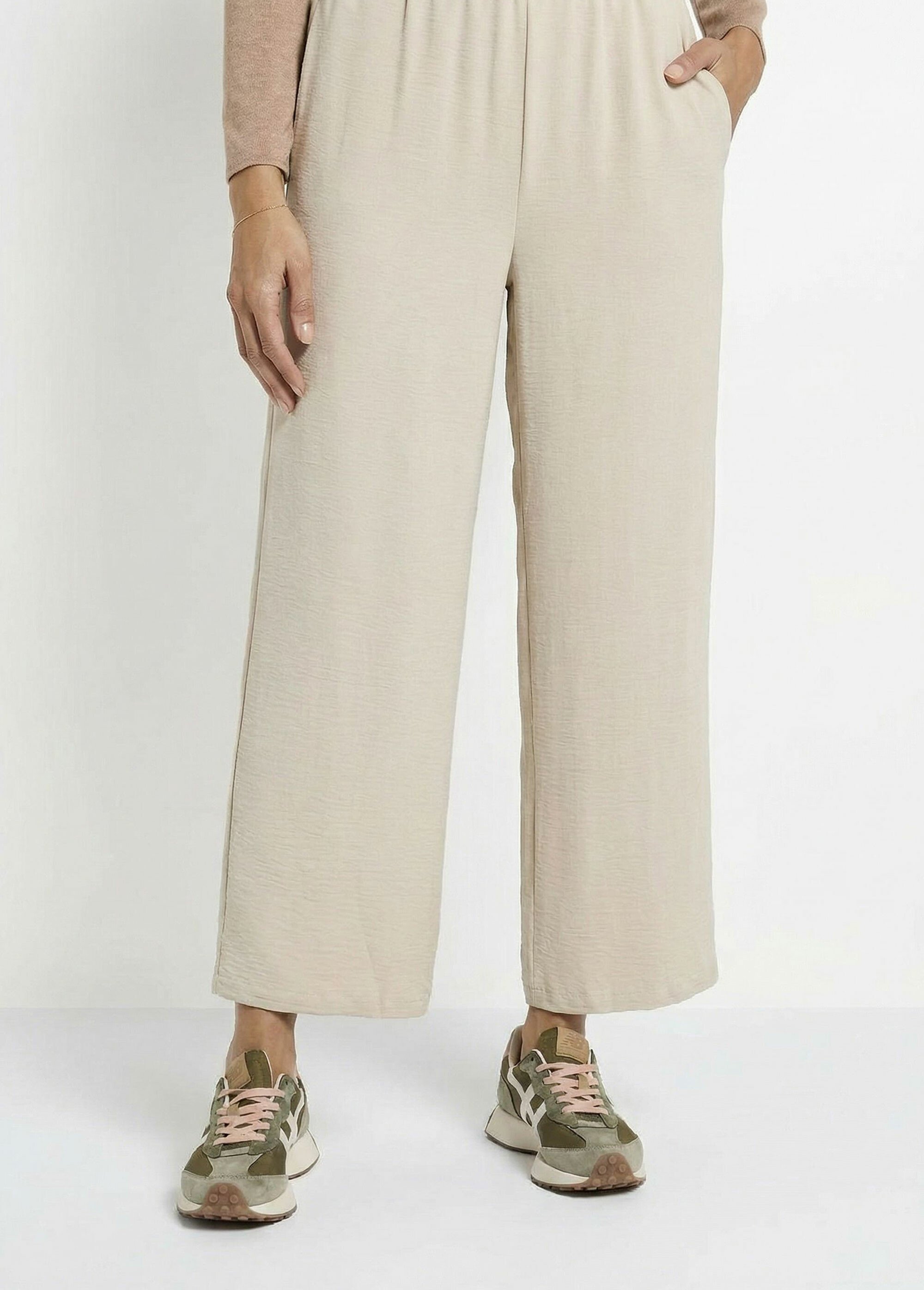 Pantalon large fluide en crêpe Femme Beige TM-ADAROU FA1