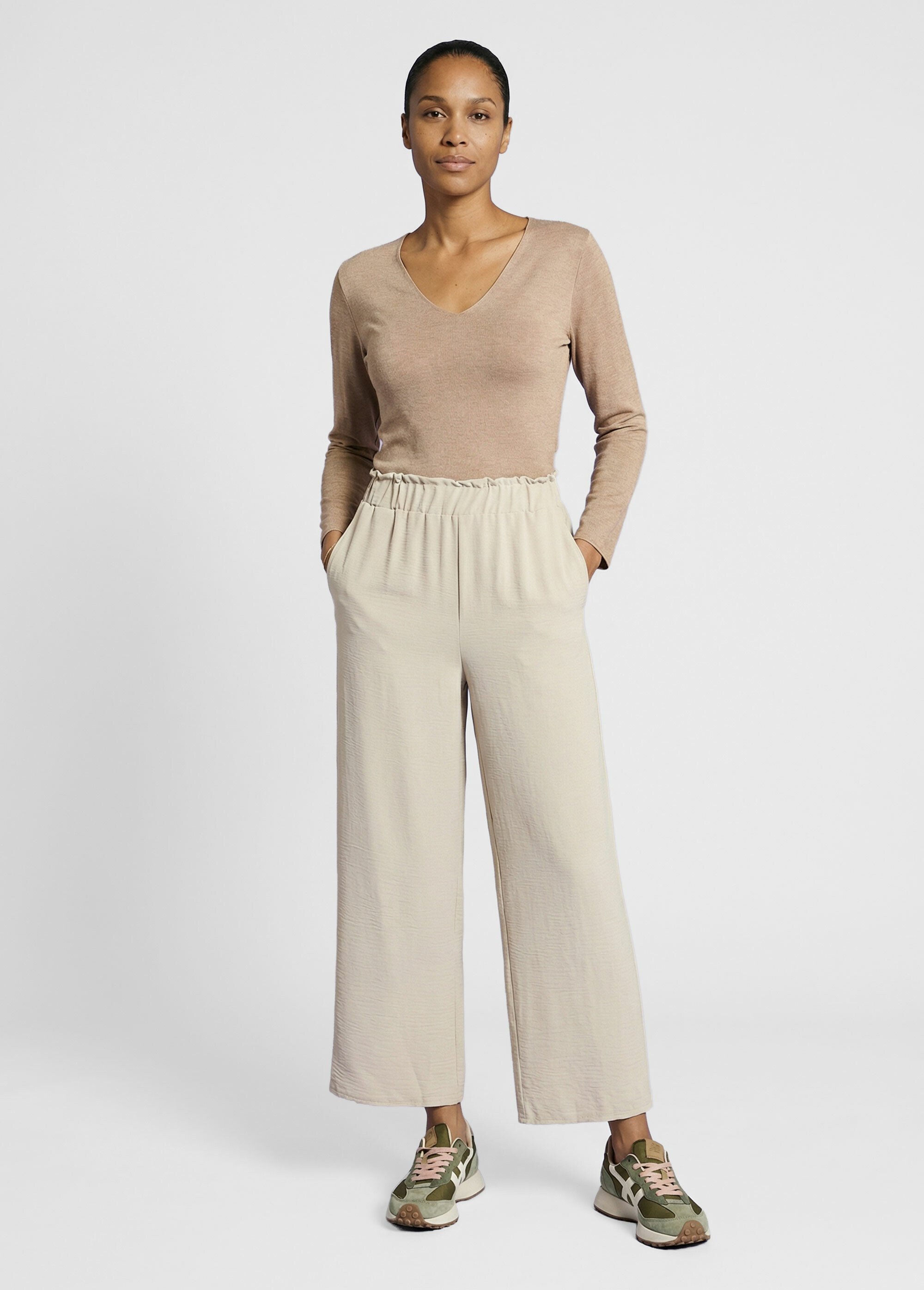 Pantalon large fluide en crêpe