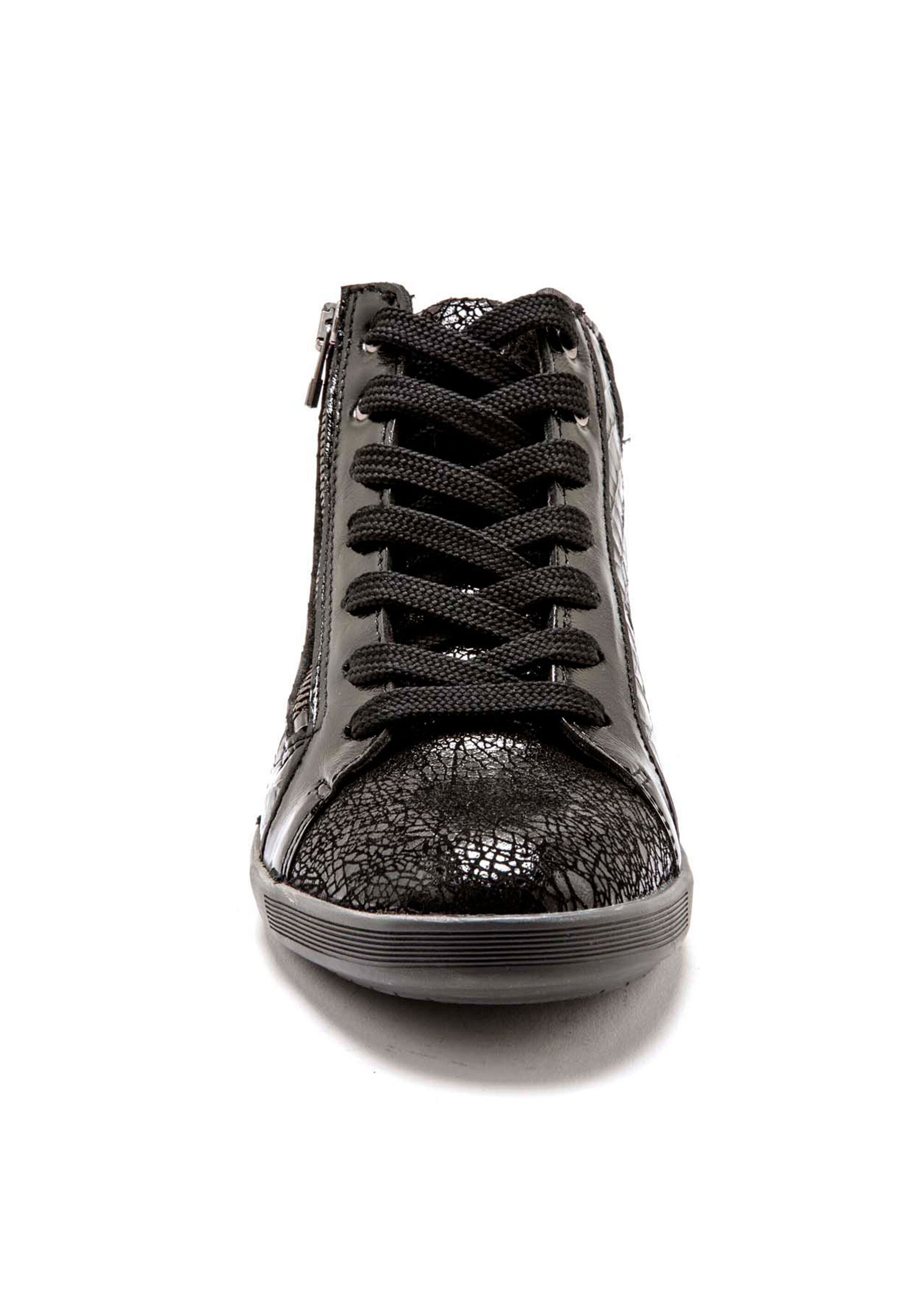 Baskets montantes en cuir, lacets et zip Femme Noir WACROCO FA2