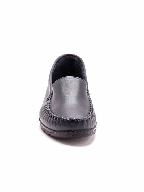 Mocassins cuir grande largeur Femme Bleu WOCASS FA2