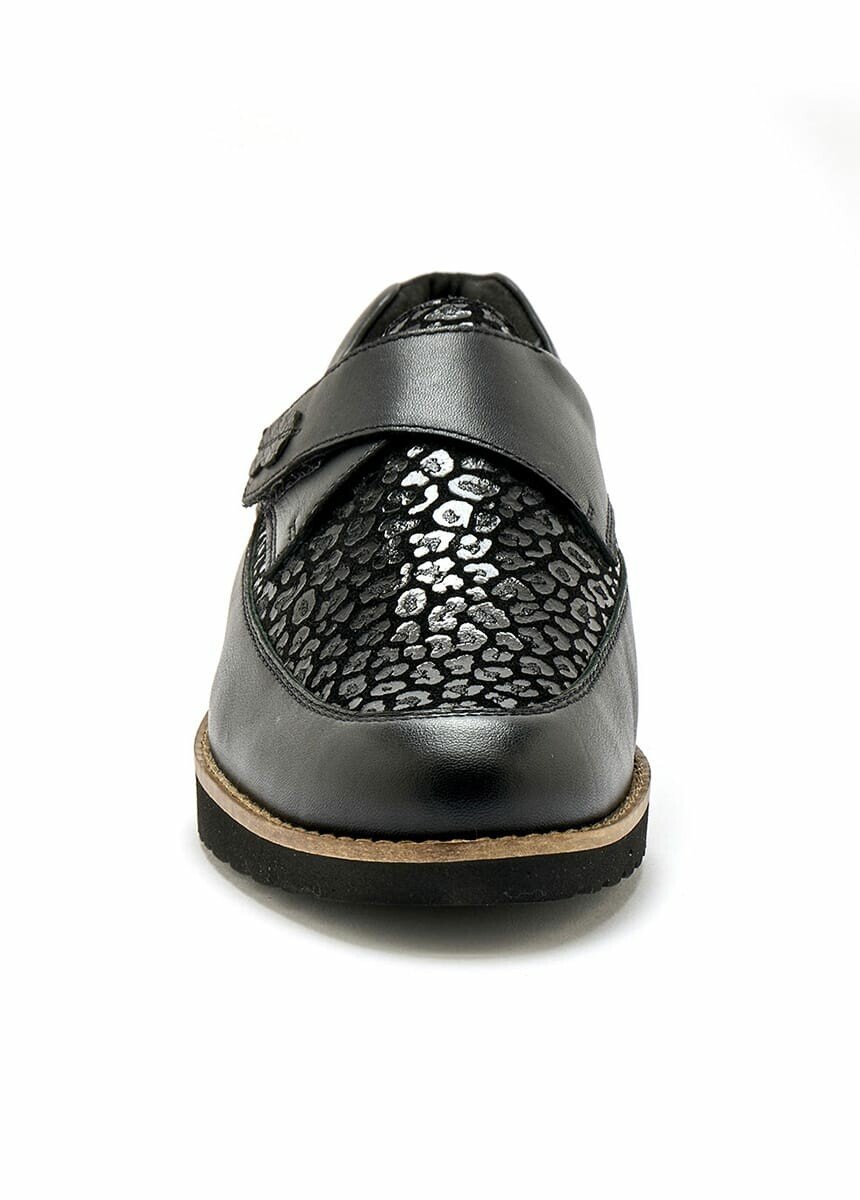 Derbies cuir à patte scratchée Femme Noir WAMELLE FA2