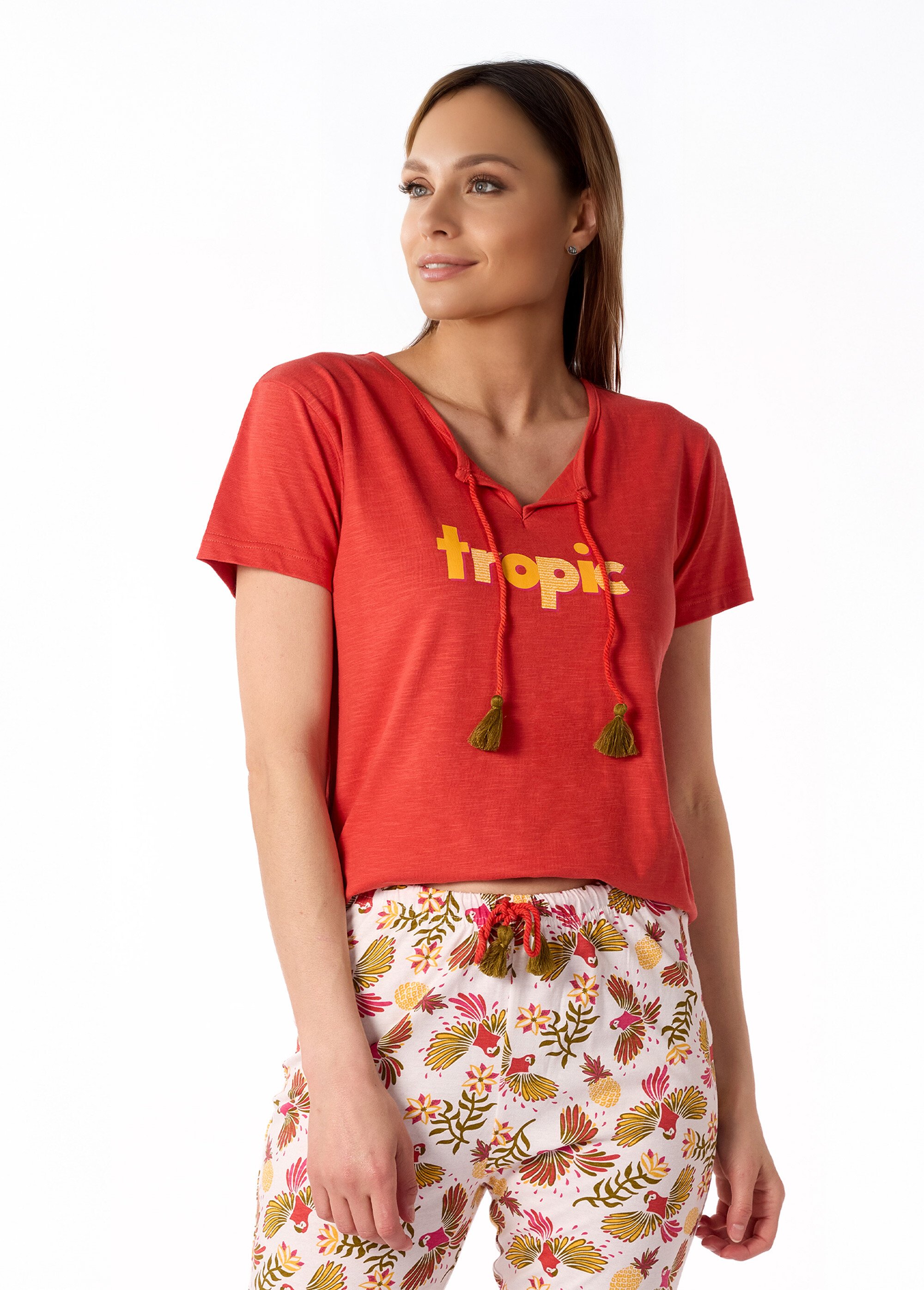 Pyjama 2 pièces ananas manches courtes Femme Orange AF.INK.PCOGT DE1