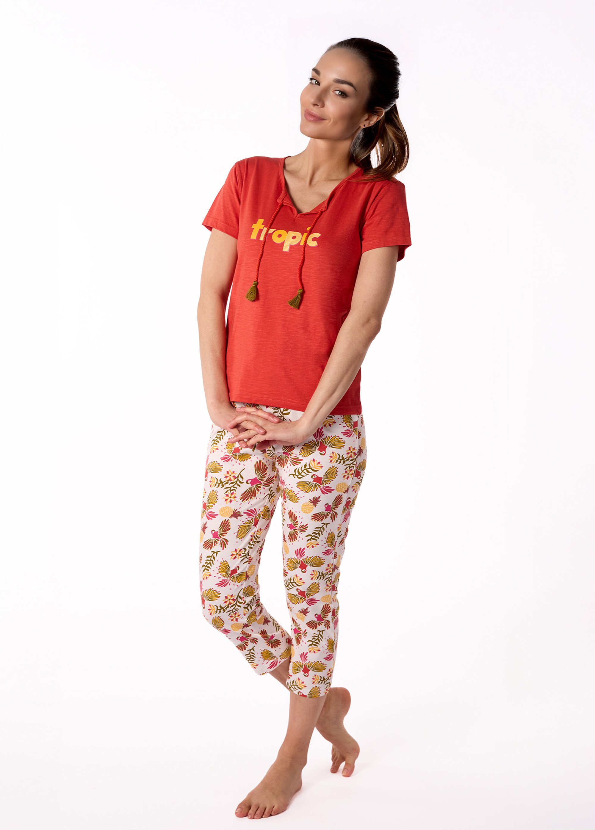 Pyjama 2 pièces ananas manches courtes Femme Orange AF.INK.PCOGT FA1