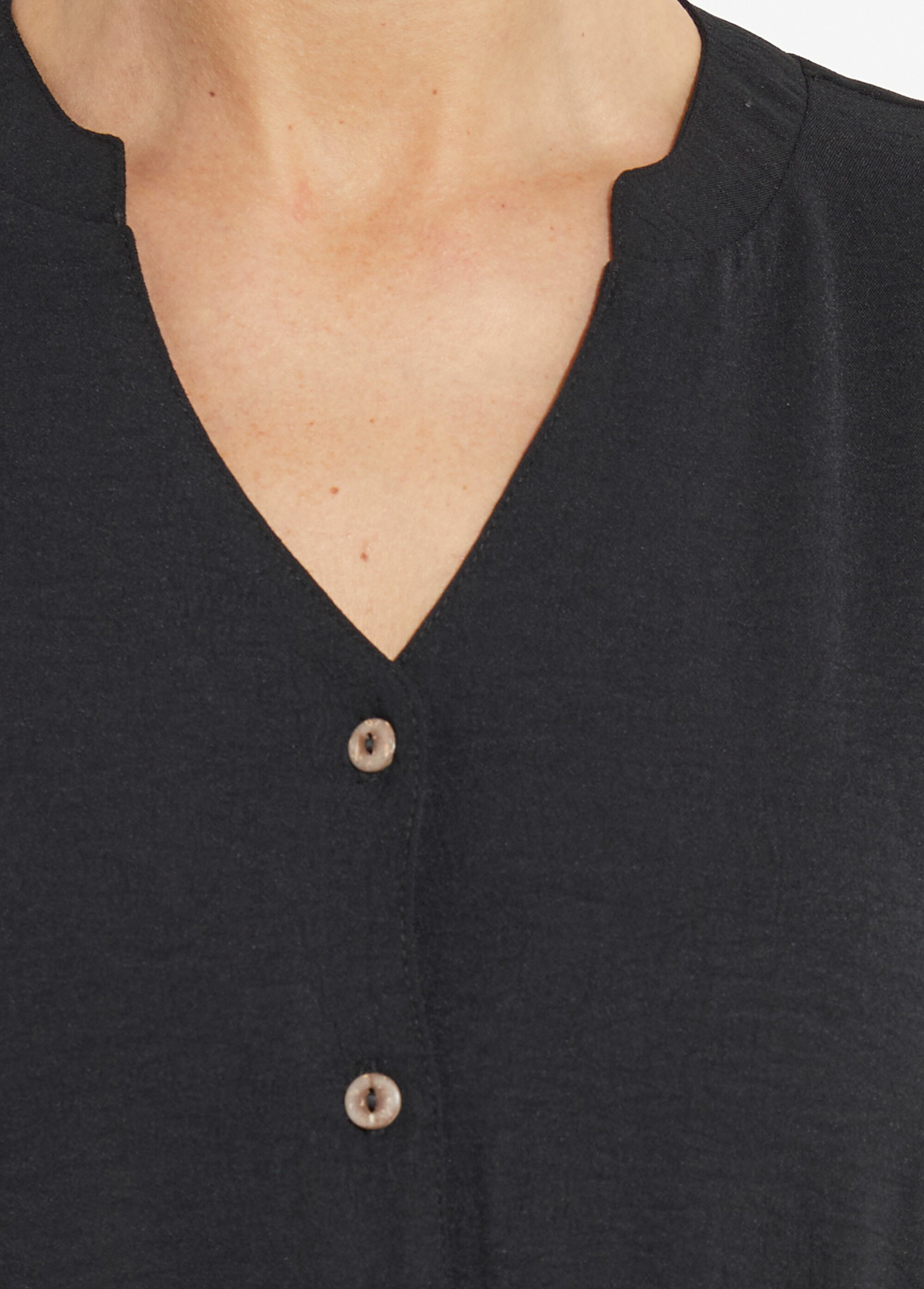 Robe chemisier en crêpe, style ethnique Femme Noir TM-TAMO DE1