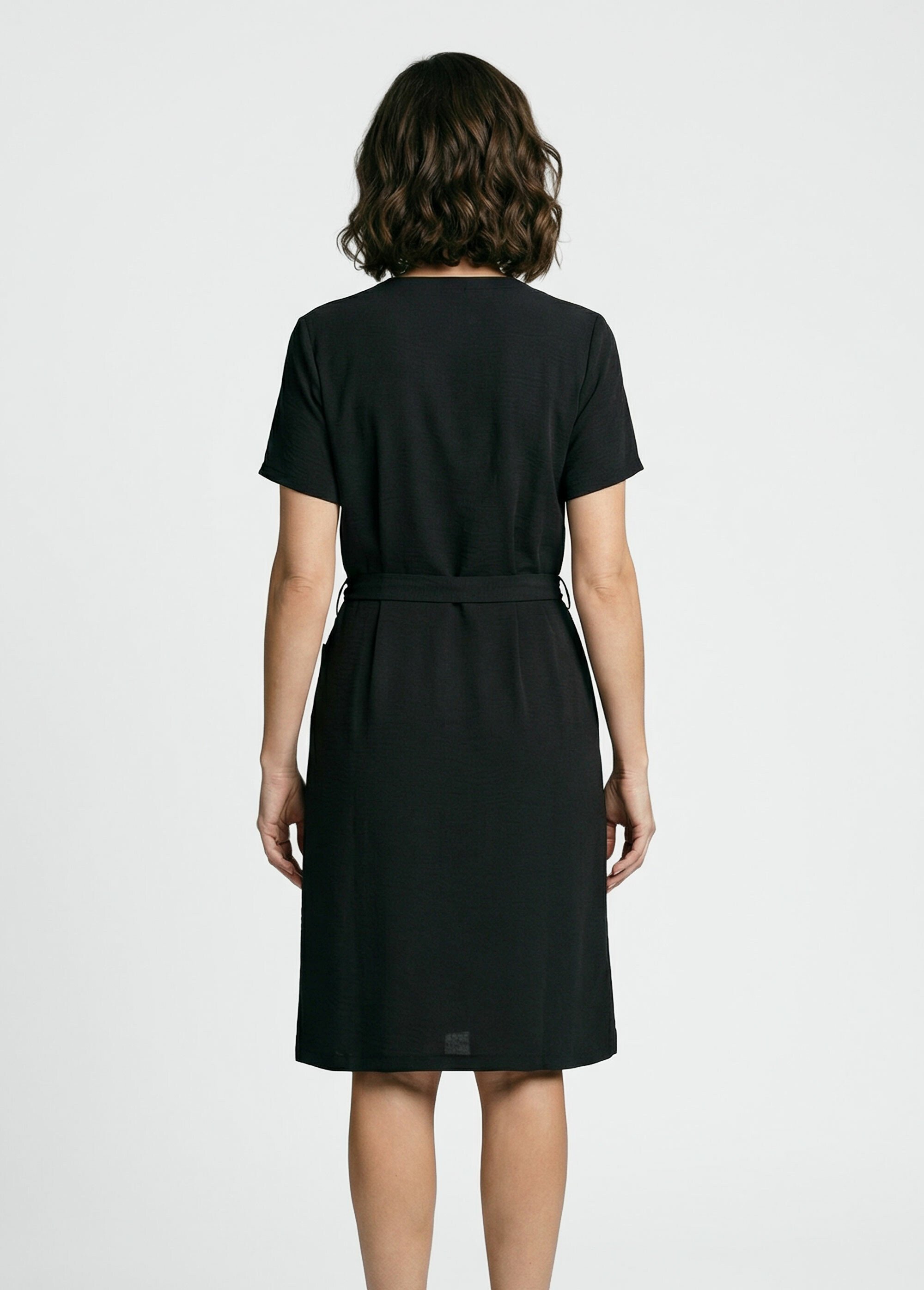 Robe chemisier en crêpe, style ethnique Femme Noir TM-TAMO DO1