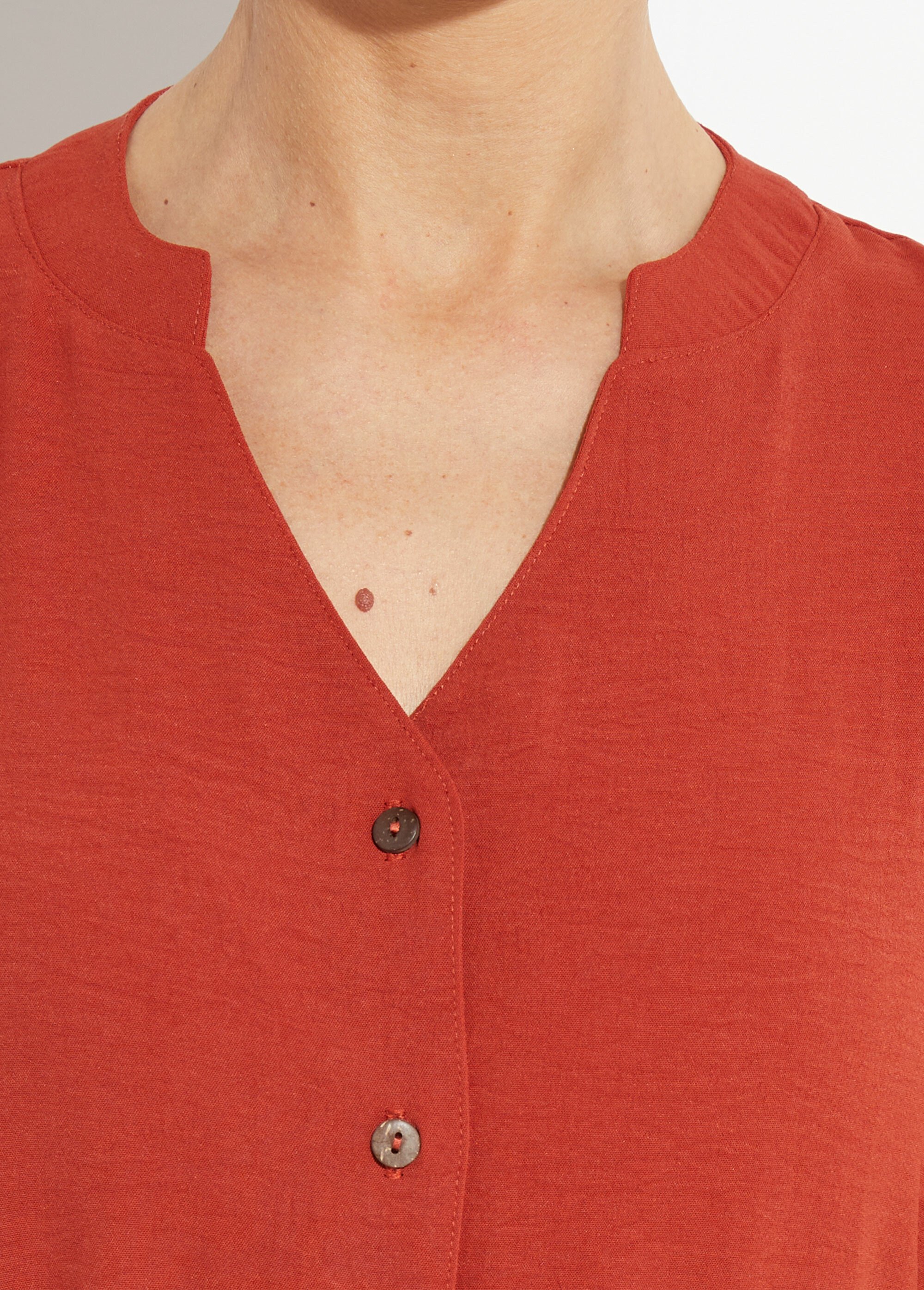 Robe chemisier en crêpe, style ethnique Femme Rouge TM-TAMO DE1