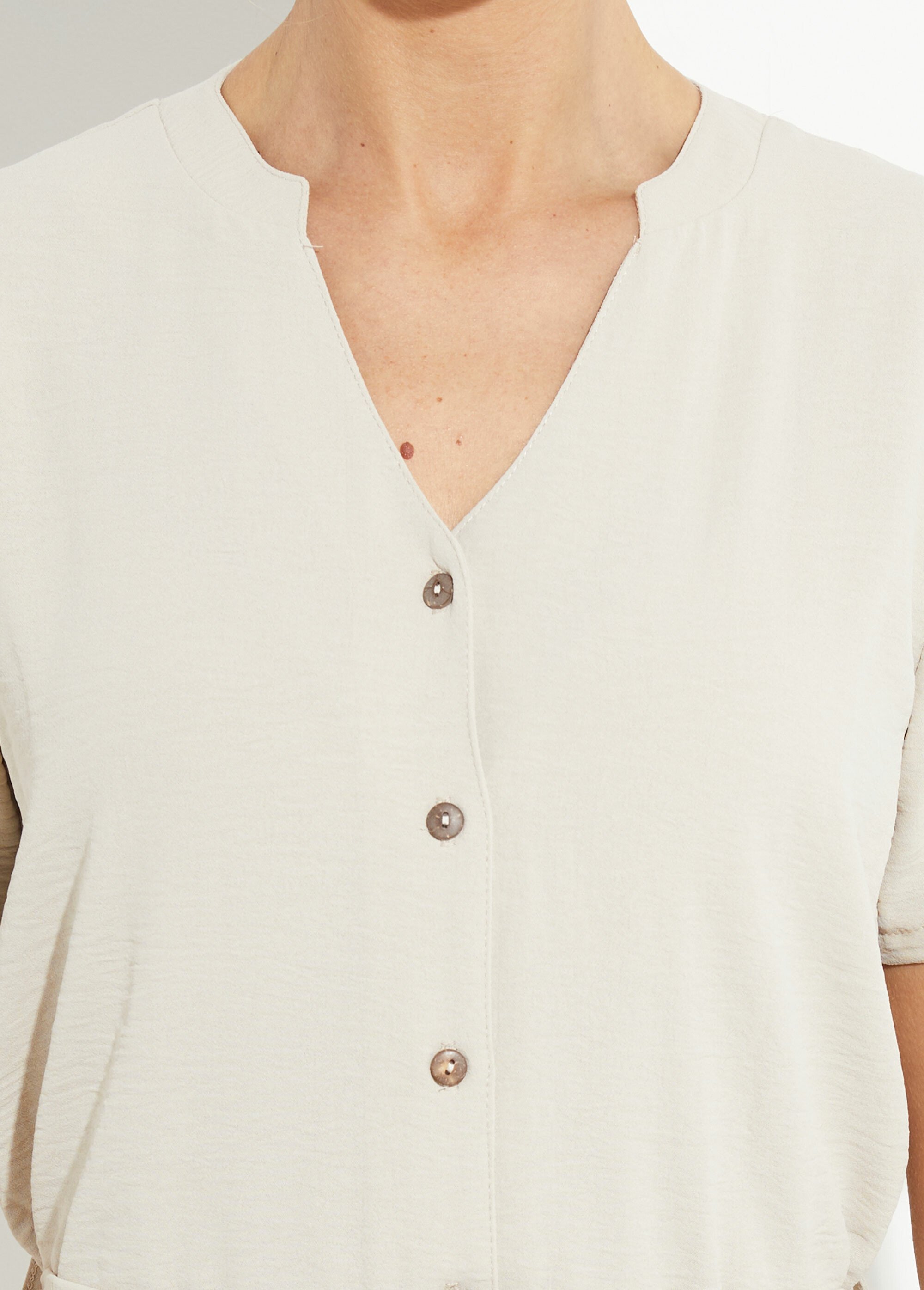 Robe chemisier en crêpe, style ethnique Femme Beige TM-TAMO DE1