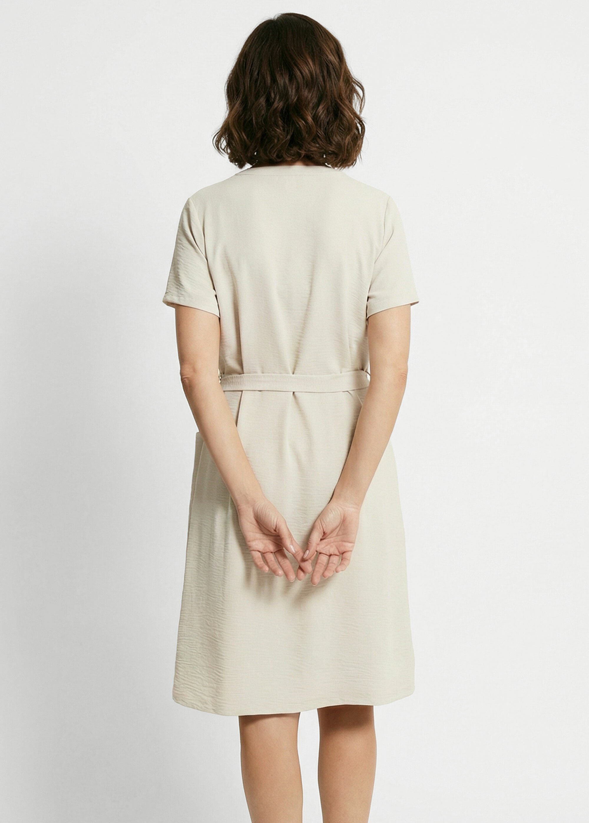 Robe chemisier en crêpe, style ethnique Femme Beige TM-TAMO DO1