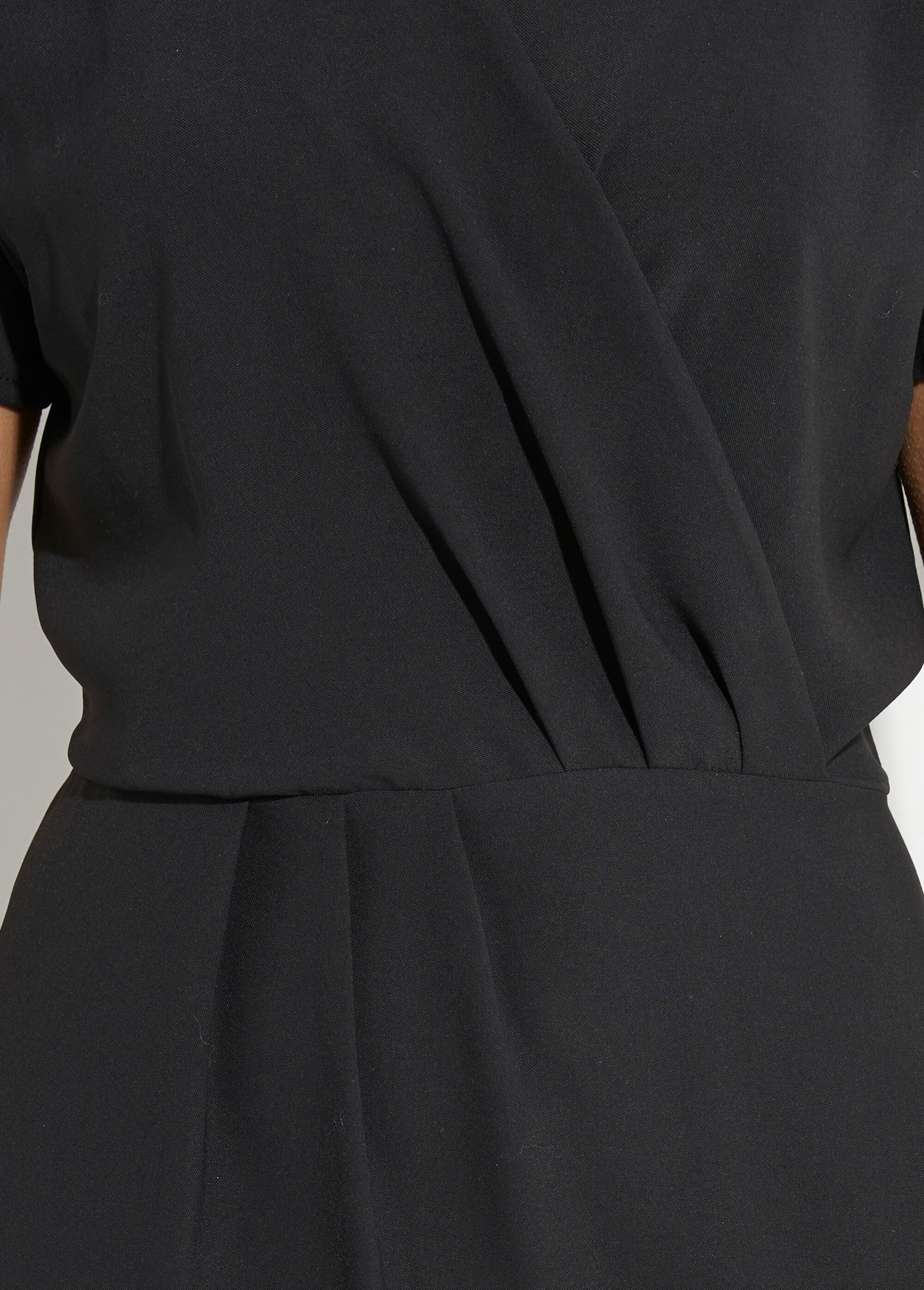 Robe col V manches courtes, Essentiel Femme Noir TM-NATURE DE2