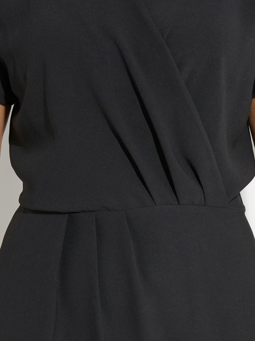 Robe col V manches courtes, Essentiel Femme Noir TM-NATURE DE2