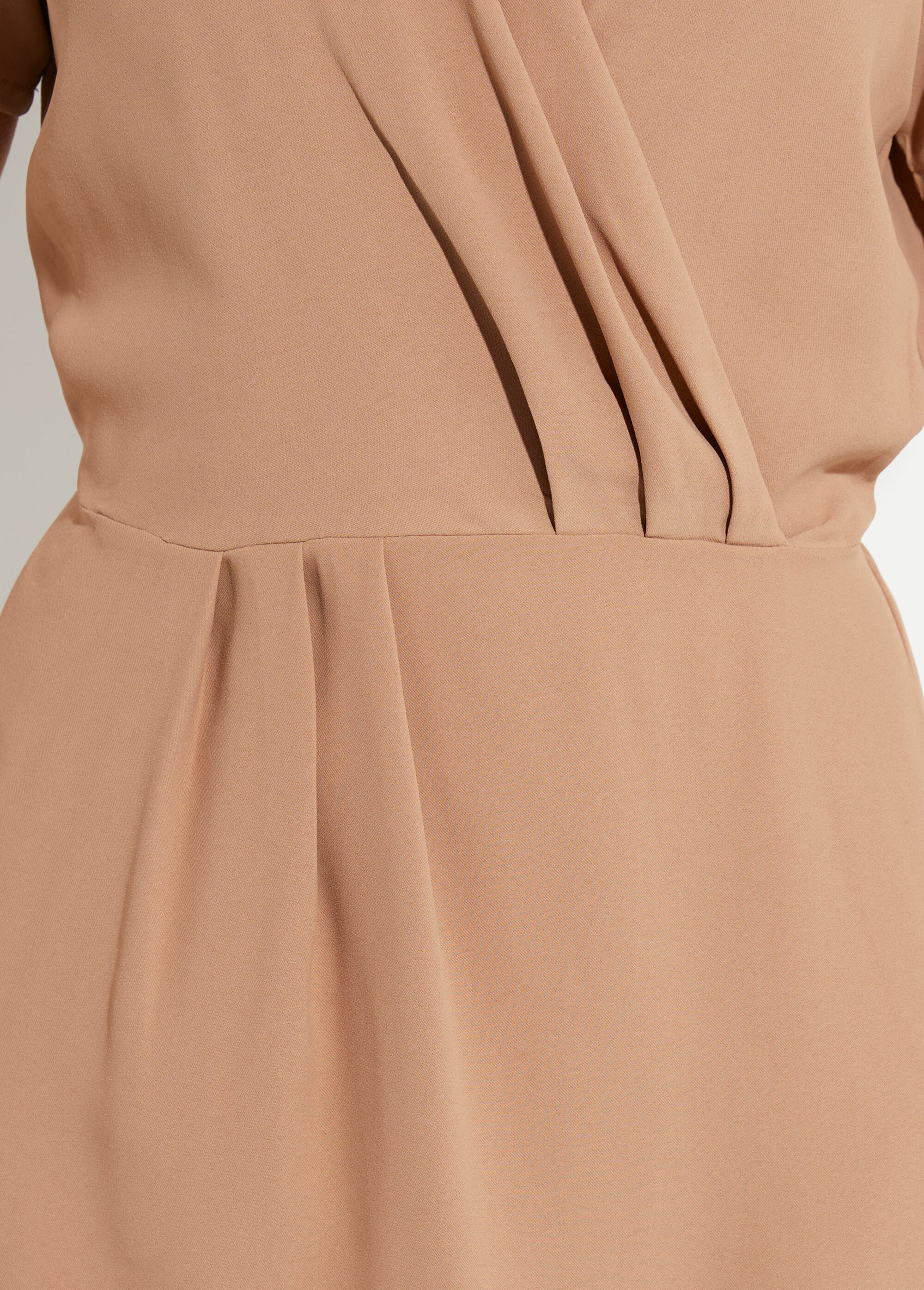 Robe col V manches courtes, Essentiel Femme Marron TM-NATURE DE2