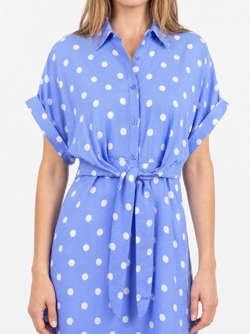 Robe longue à pois, manches courtes Femme Bleu JB-A1682 DE1
