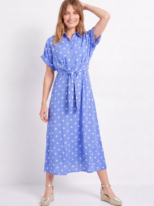 Robe longue à pois, manches courtes Femme Bleu JB-A1682 MV1