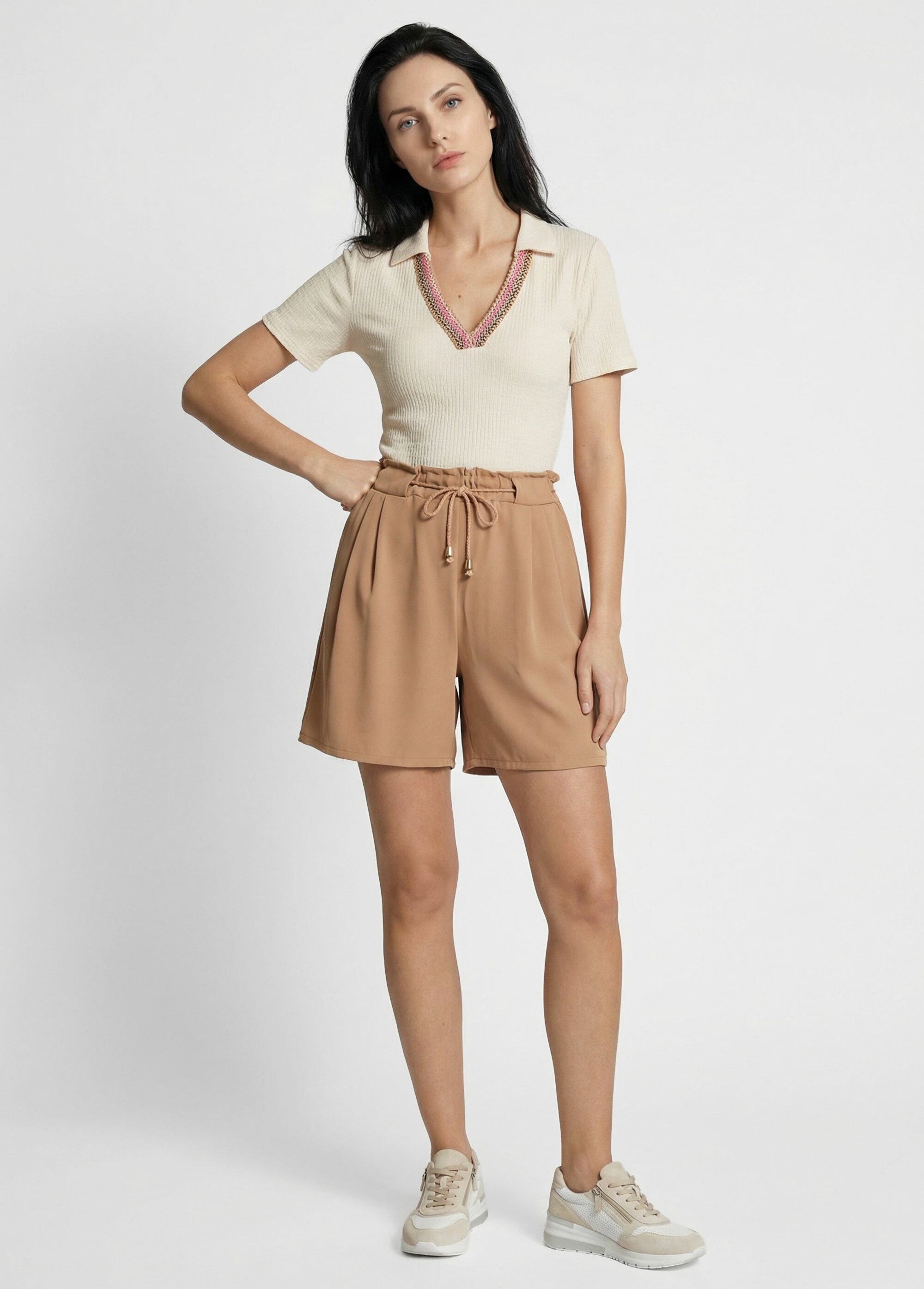 Short souple élastiqué, Essentiel Femme Marron TM-VILLIERS SF1