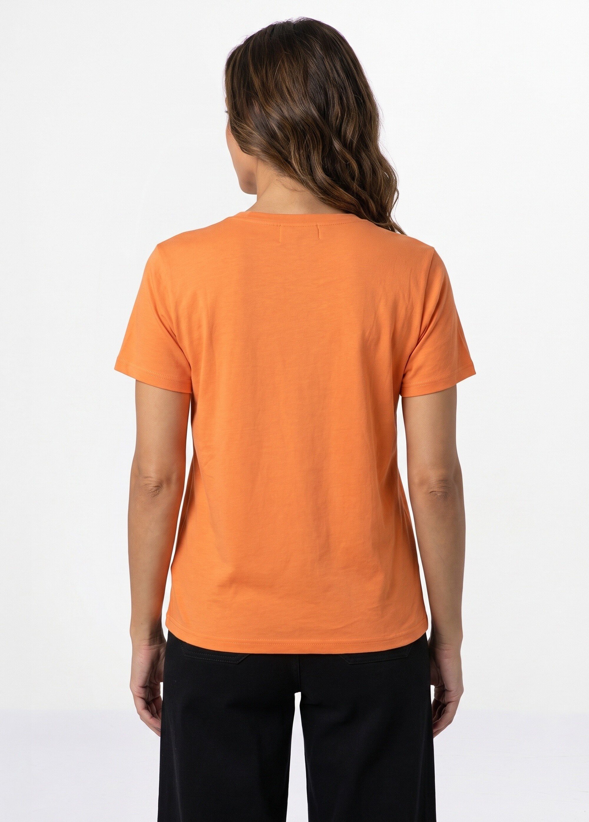 T-shirt col rond broderie Ciao et coeur Femme Orange JB-TS0089 DO1