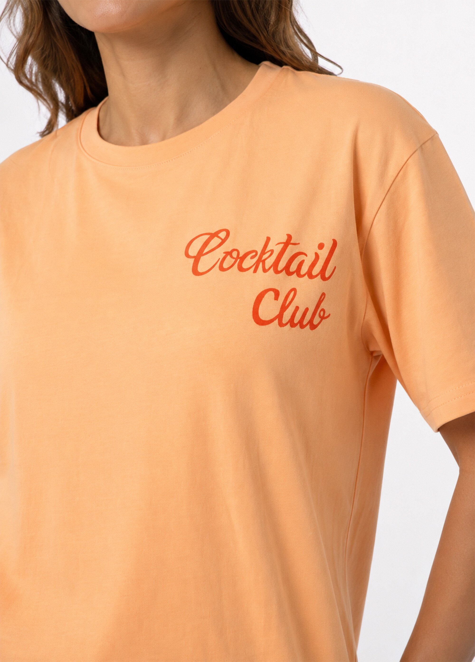 T-shirt col rond print Cocktail Club Femme Orange JB-TS0087 DE1