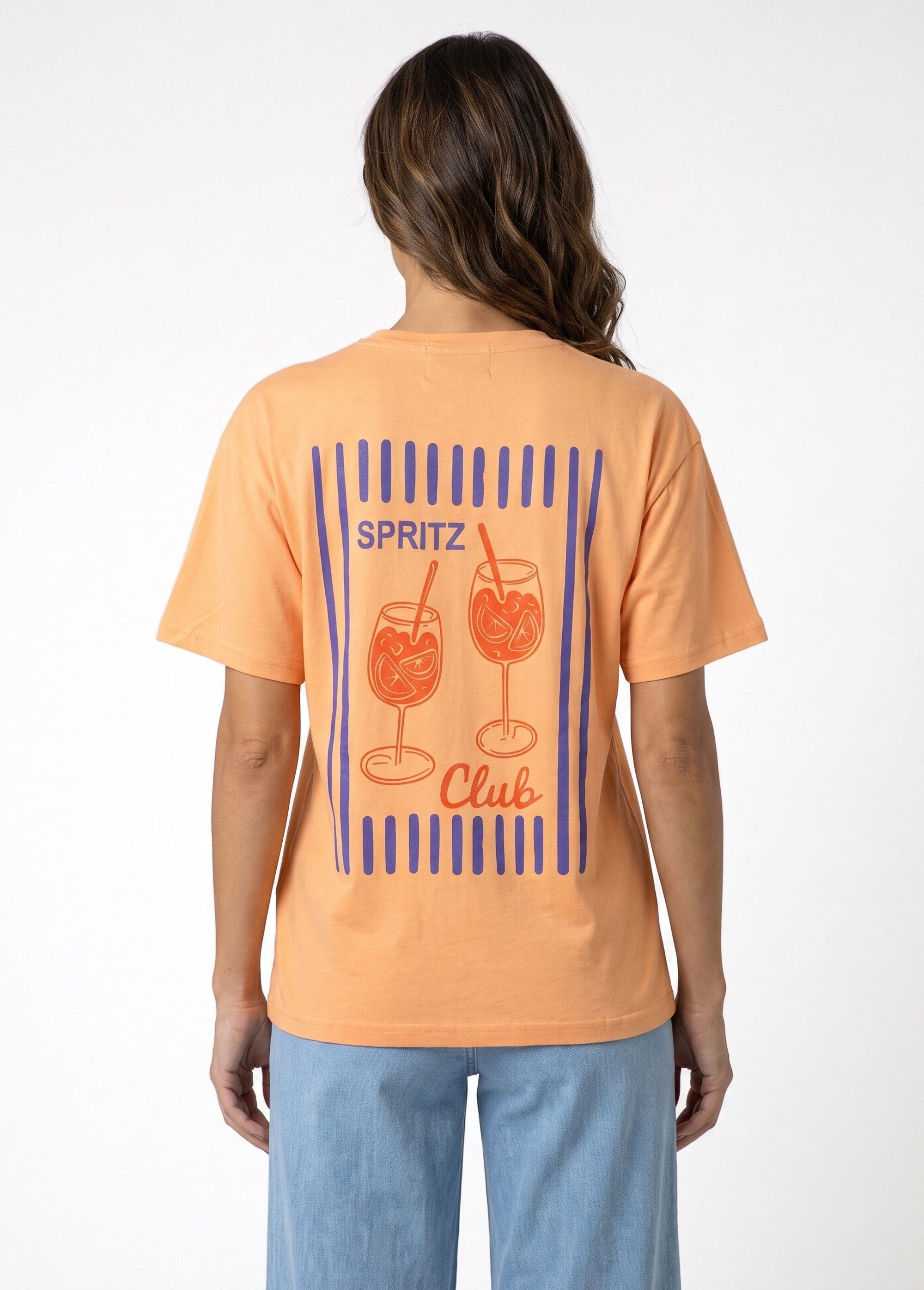 T-shirt col rond print Cocktail Club Femme Orange JB-TS0087 DO1