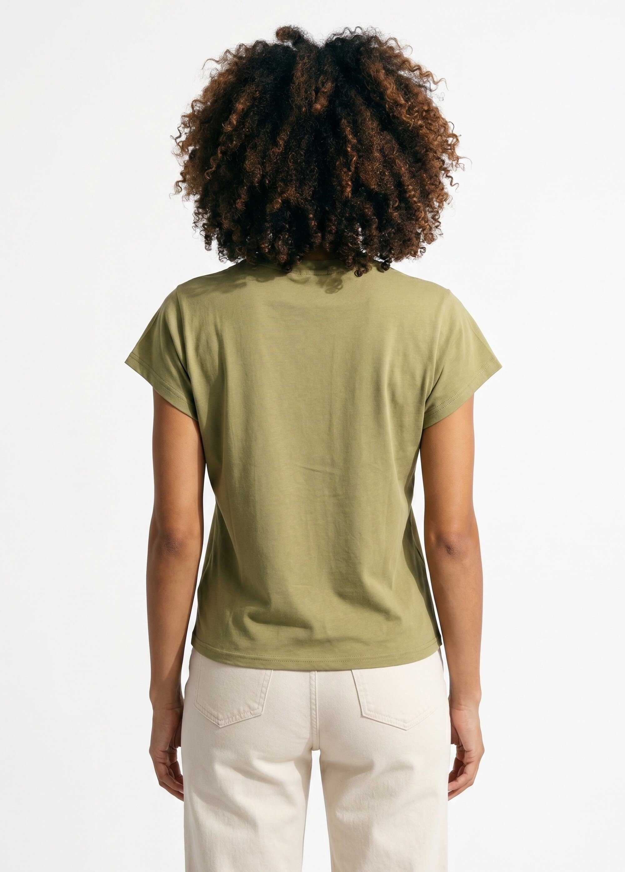 T-shirt coton encolure broderie anglaise Femme Vert JB-TS0070 DO1