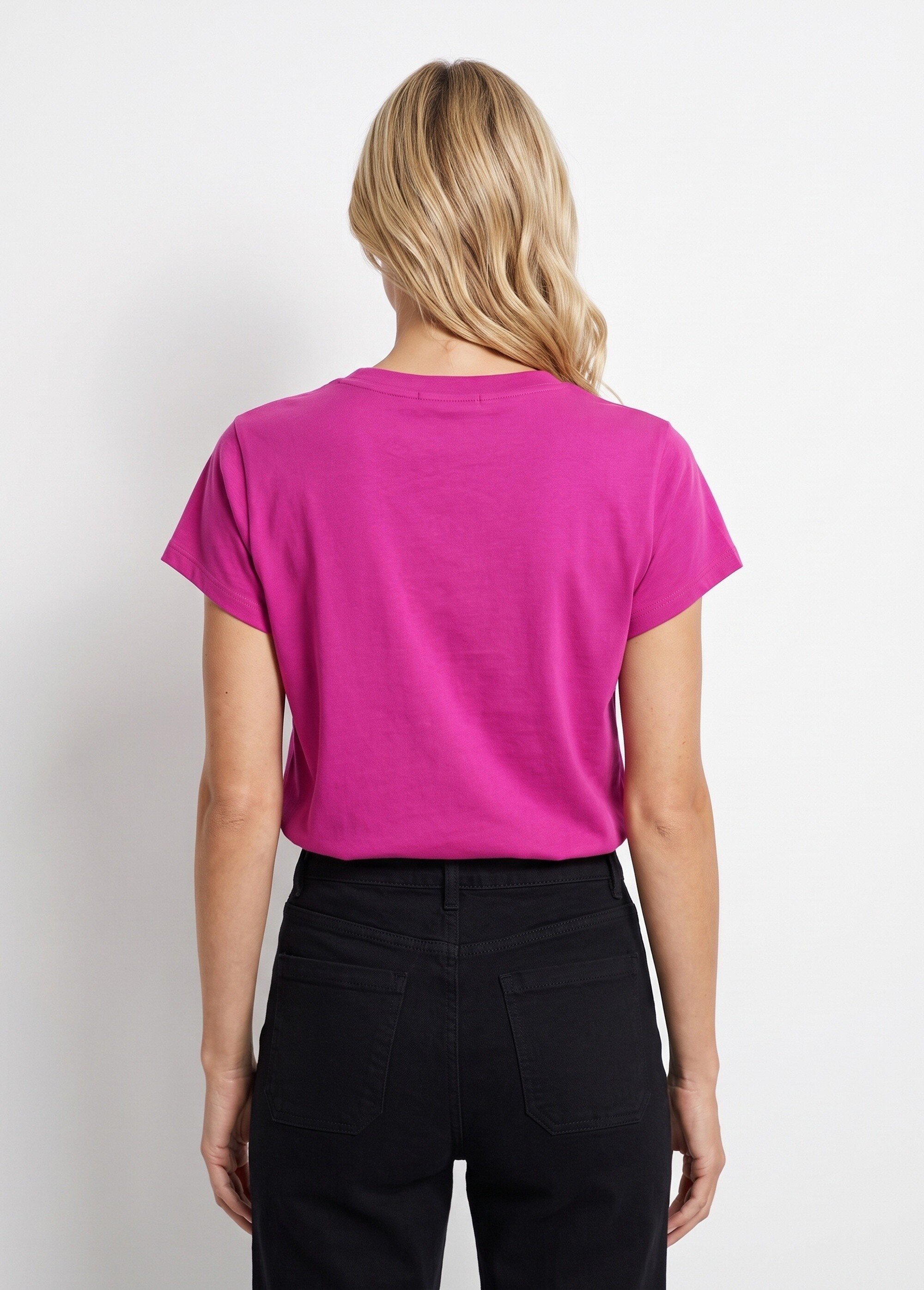 T-shirt coton encolure broderie anglaise Femme Violet JB-TS0070 DO1
