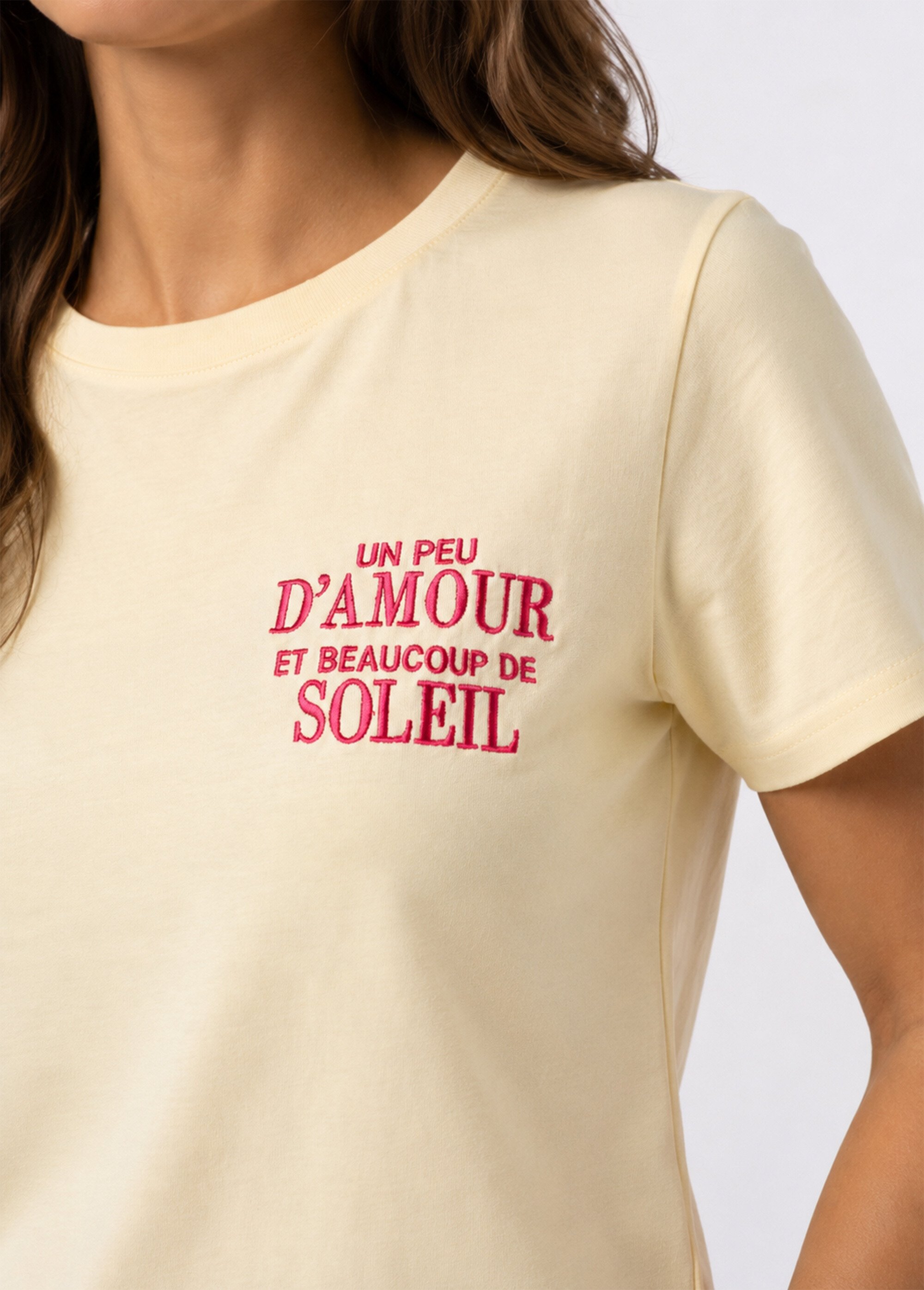 T-shirt manches courtes Amour et Soleil Femme Jaune JB-TS0090 DE1