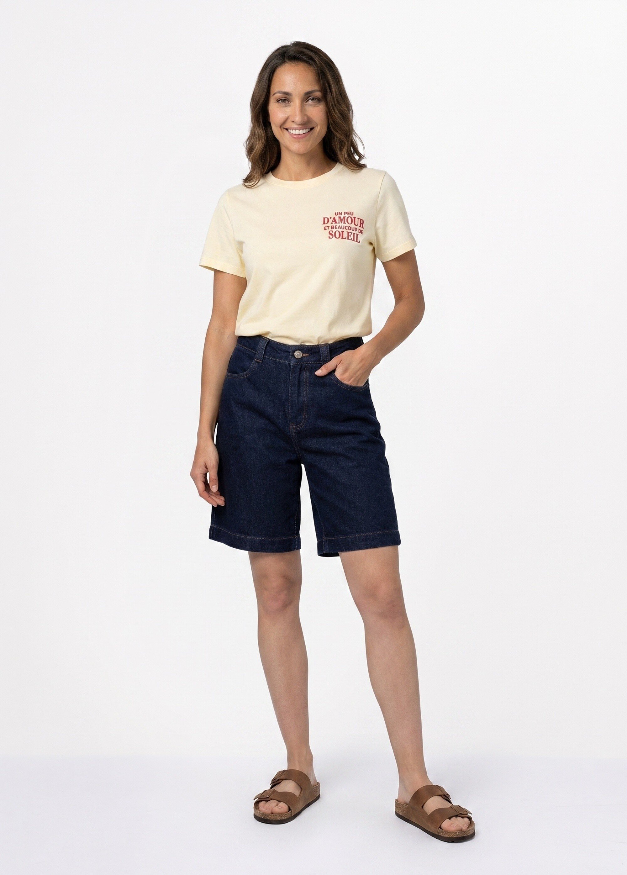 T-shirt manches courtes Amour et Soleil Femme Jaune JB-TS0090 SI1