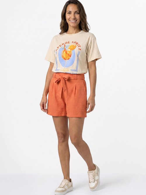 T-shirt manches courtes print Cocktail Femme Beige JB-TS0085 SI1