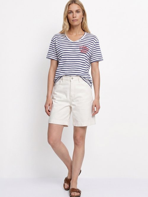T-shirt rayé marinière Amour et Soleil Femme Bleu JB-TS-0091 SI1