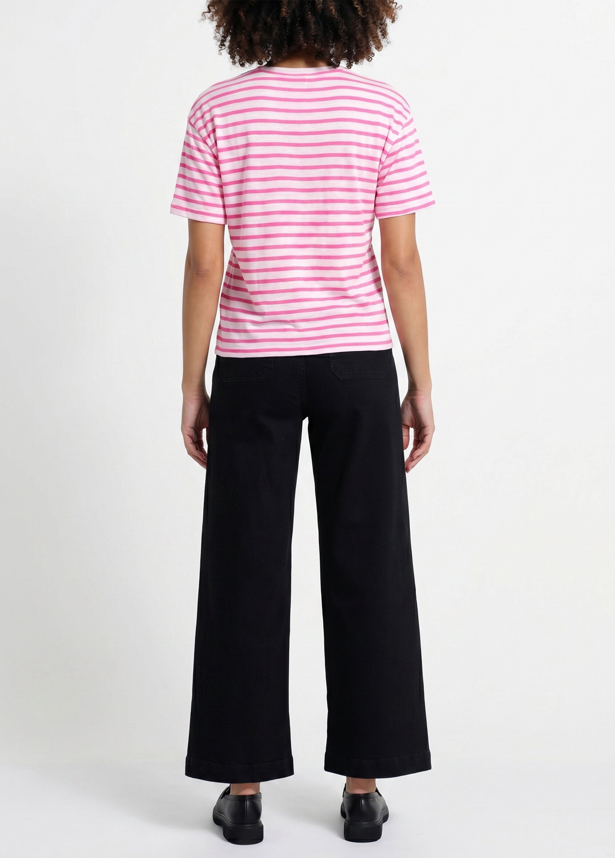 T-shirt rayé marinière Amour et Soleil Femme Rose JB-TS-0091 DO1