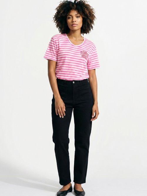 T-shirt rayé marinière Amour et Soleil Femme Rose JB-TS-0091 SI1