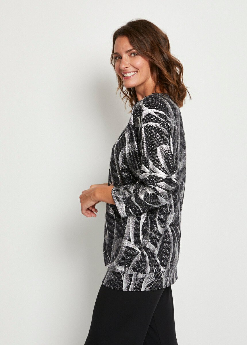 T-shirt long blousant maille pailletée Femme Noir CONIDIE DR1