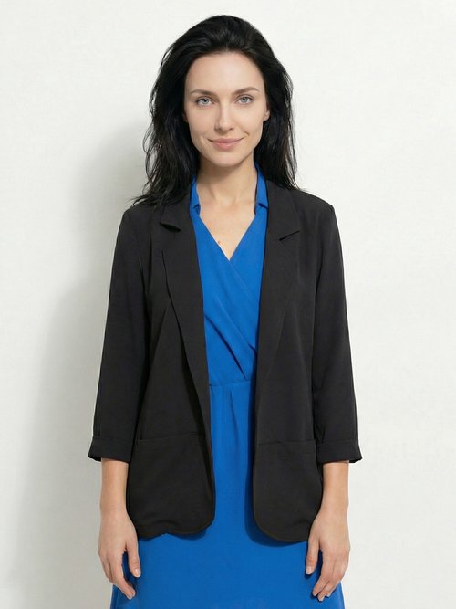 Veste col tailleur manches 3/4 Essentiel Femme Noir TM-BASAURI FA1