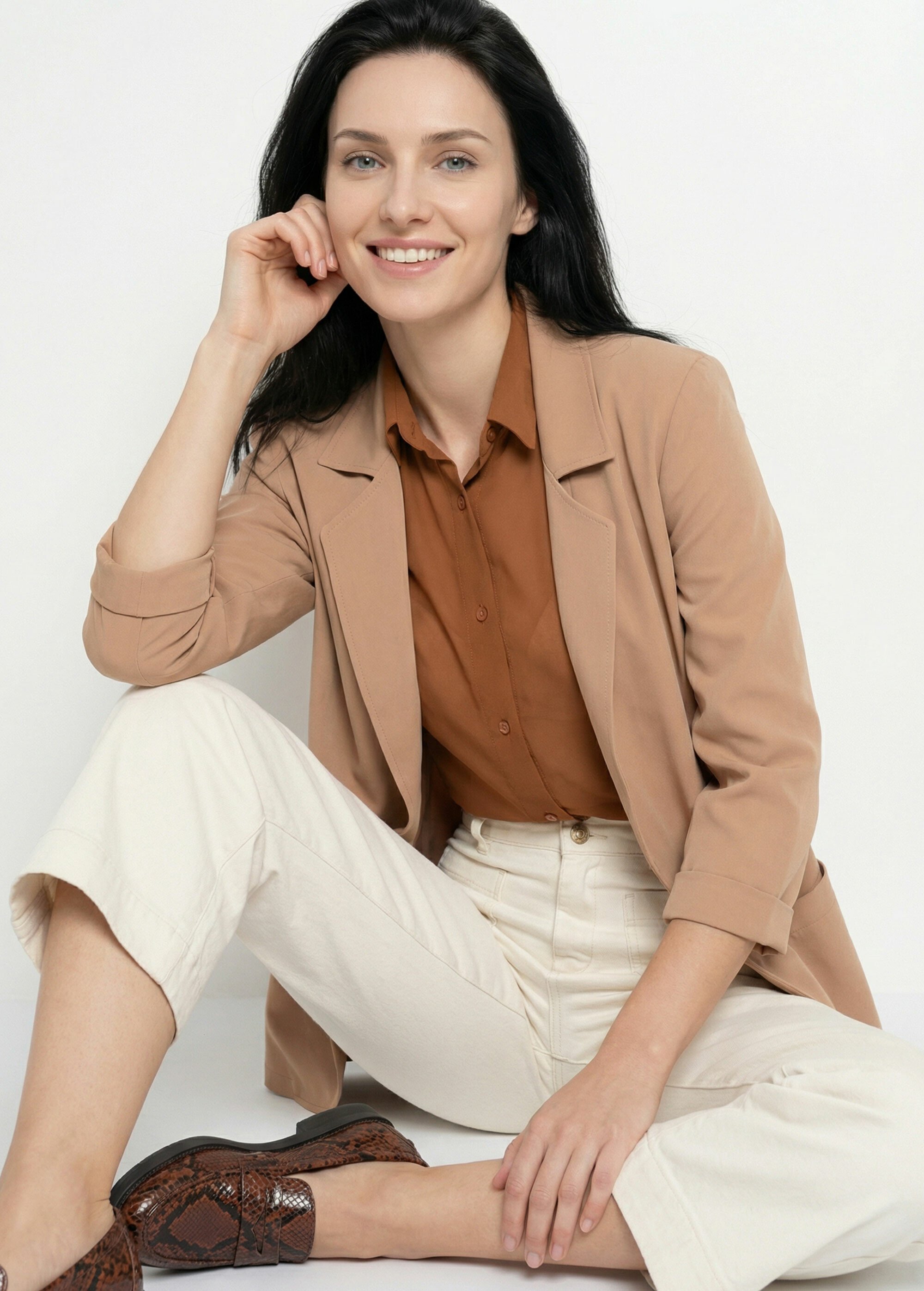 Veste col tailleur manches 3/4 Essentiel Femme Marron TM-BASAURI MV1