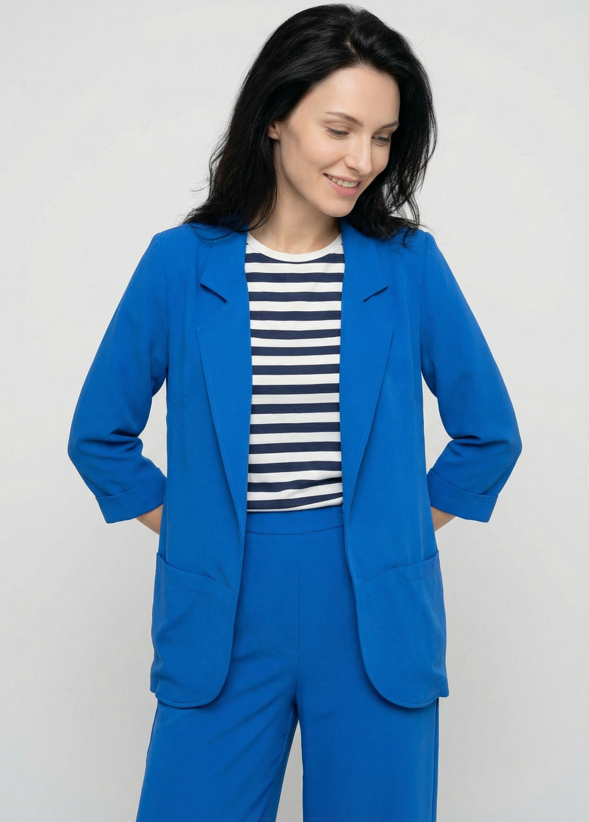 Veste col tailleur manches 3/4 Essentiel Femme Bleu TM-BASAURI FA1