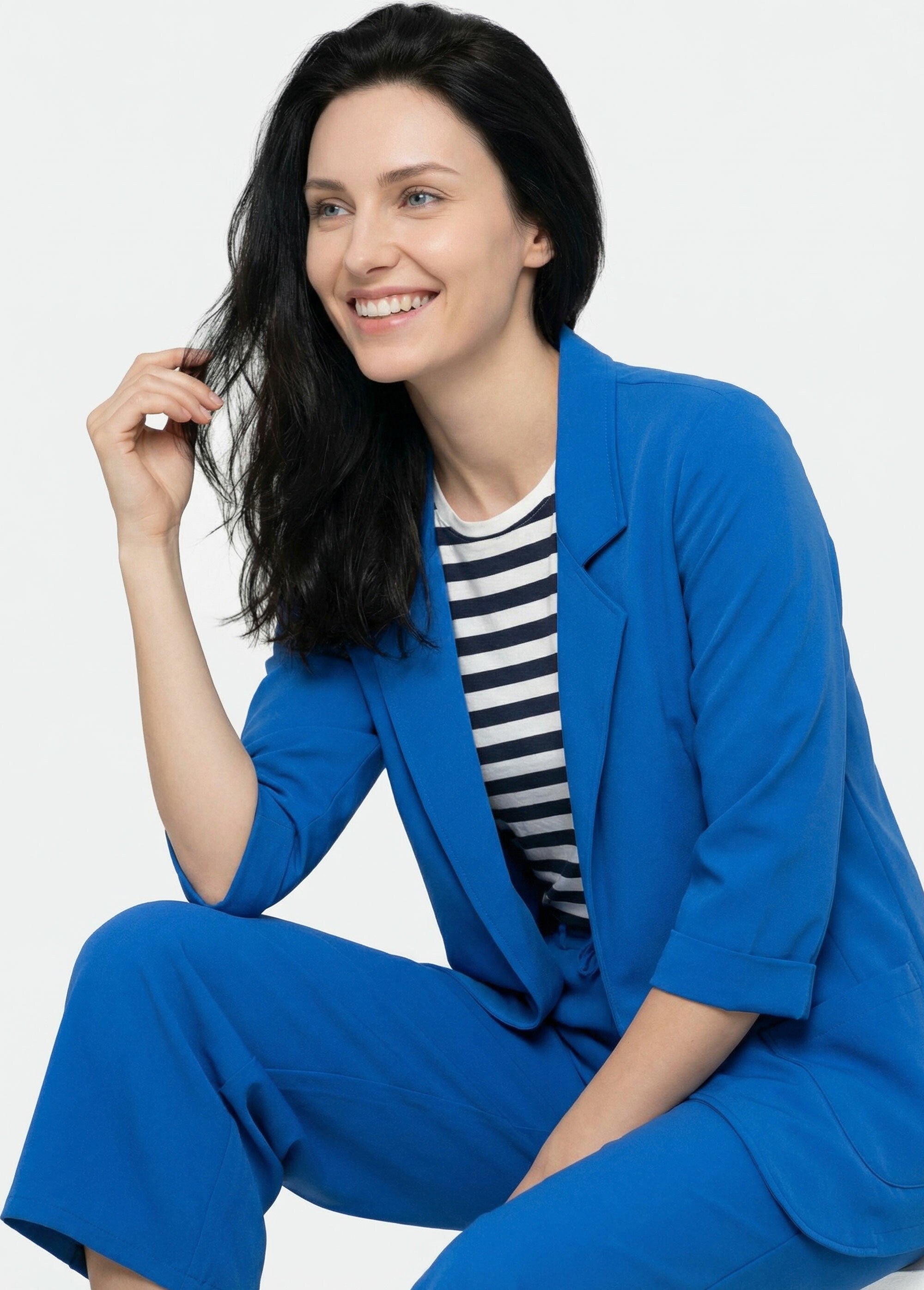 Veste col tailleur manches 3/4 Essentiel Femme Bleu TM-BASAURI MV1