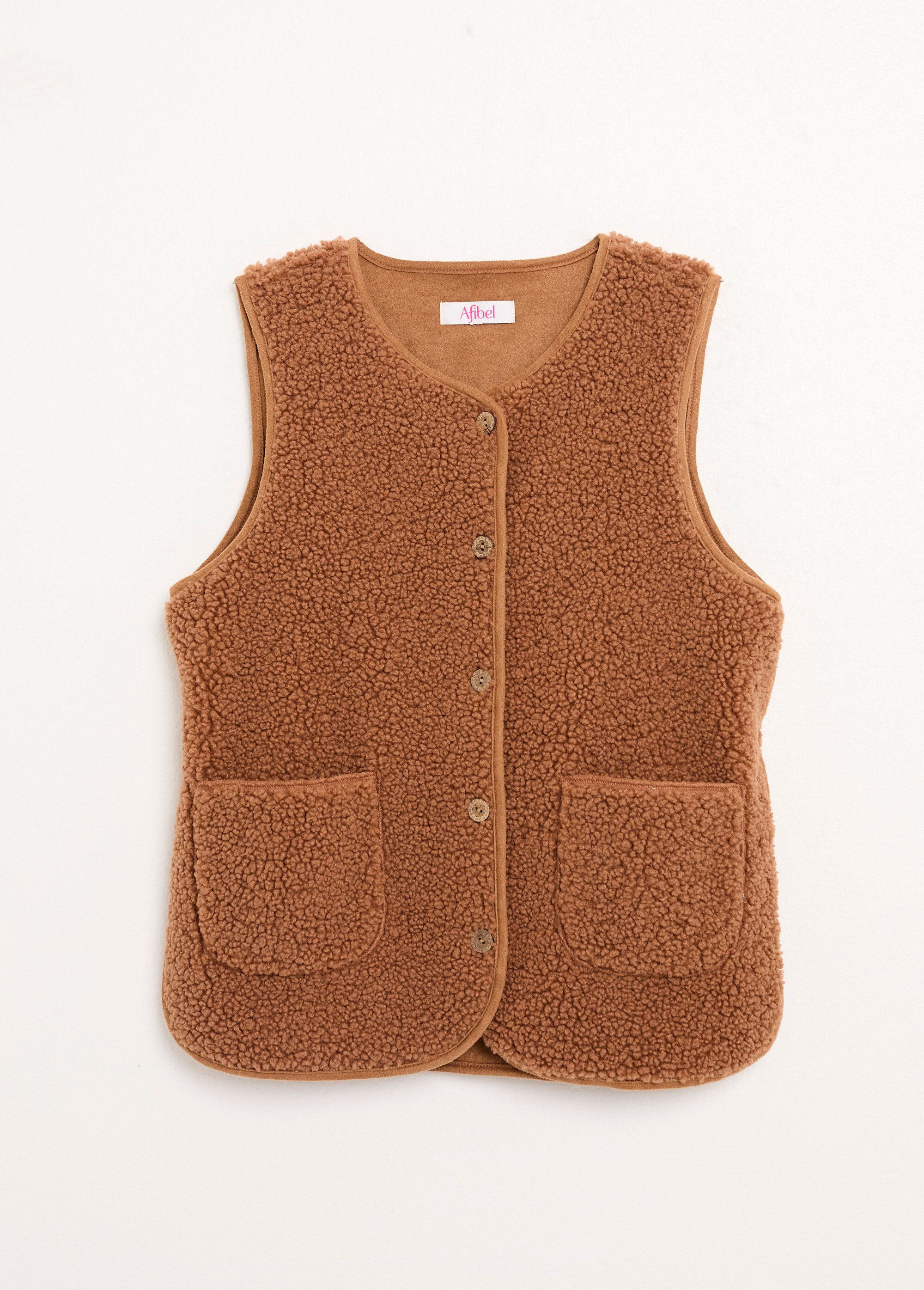 Veste sans manches en sherpa intérieur velouté Femme Marron TERRY AP1