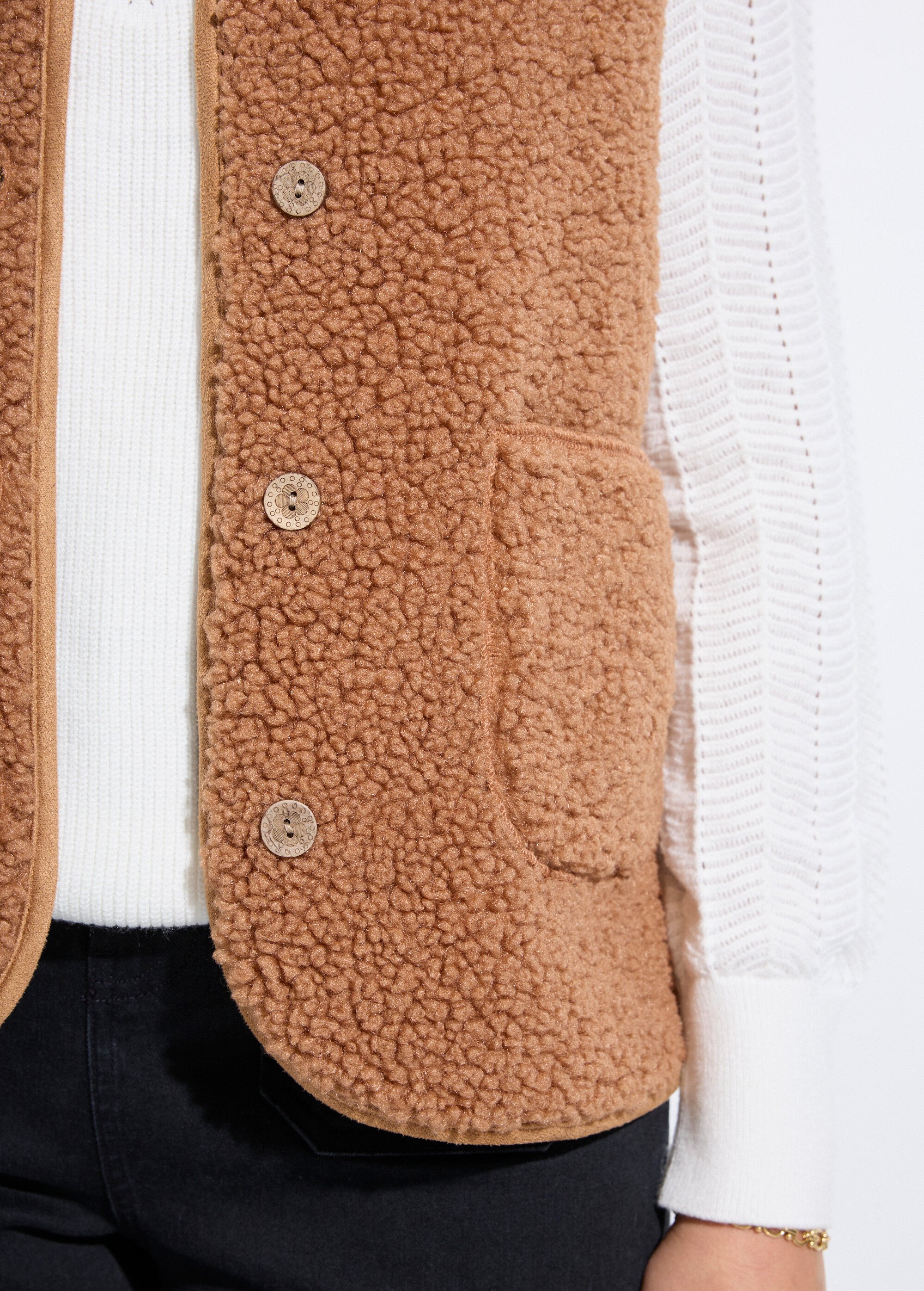 Veste sans manches en sherpa intérieur velouté Femme Marron TERRY DE1