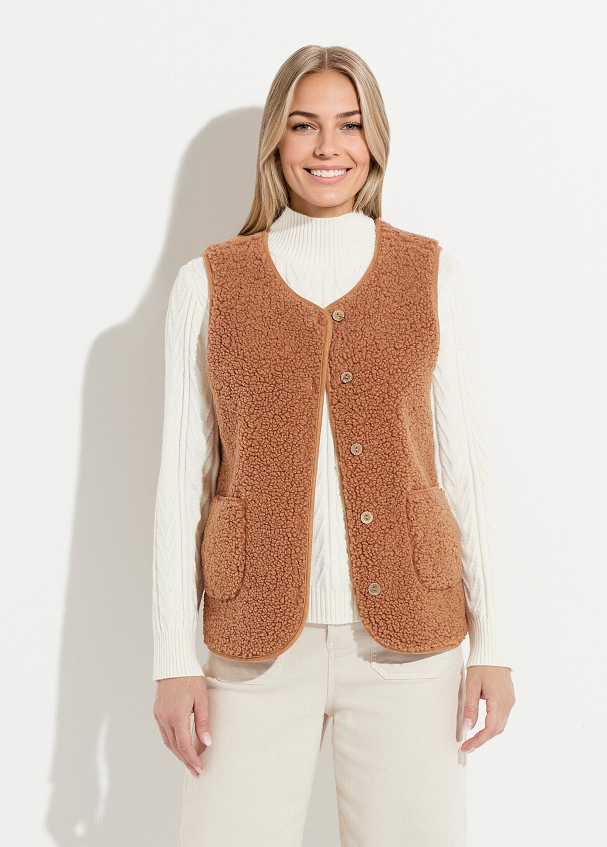 Veste sans manches en sherpa intérieur velouté Femme Marron TERRY FA1
