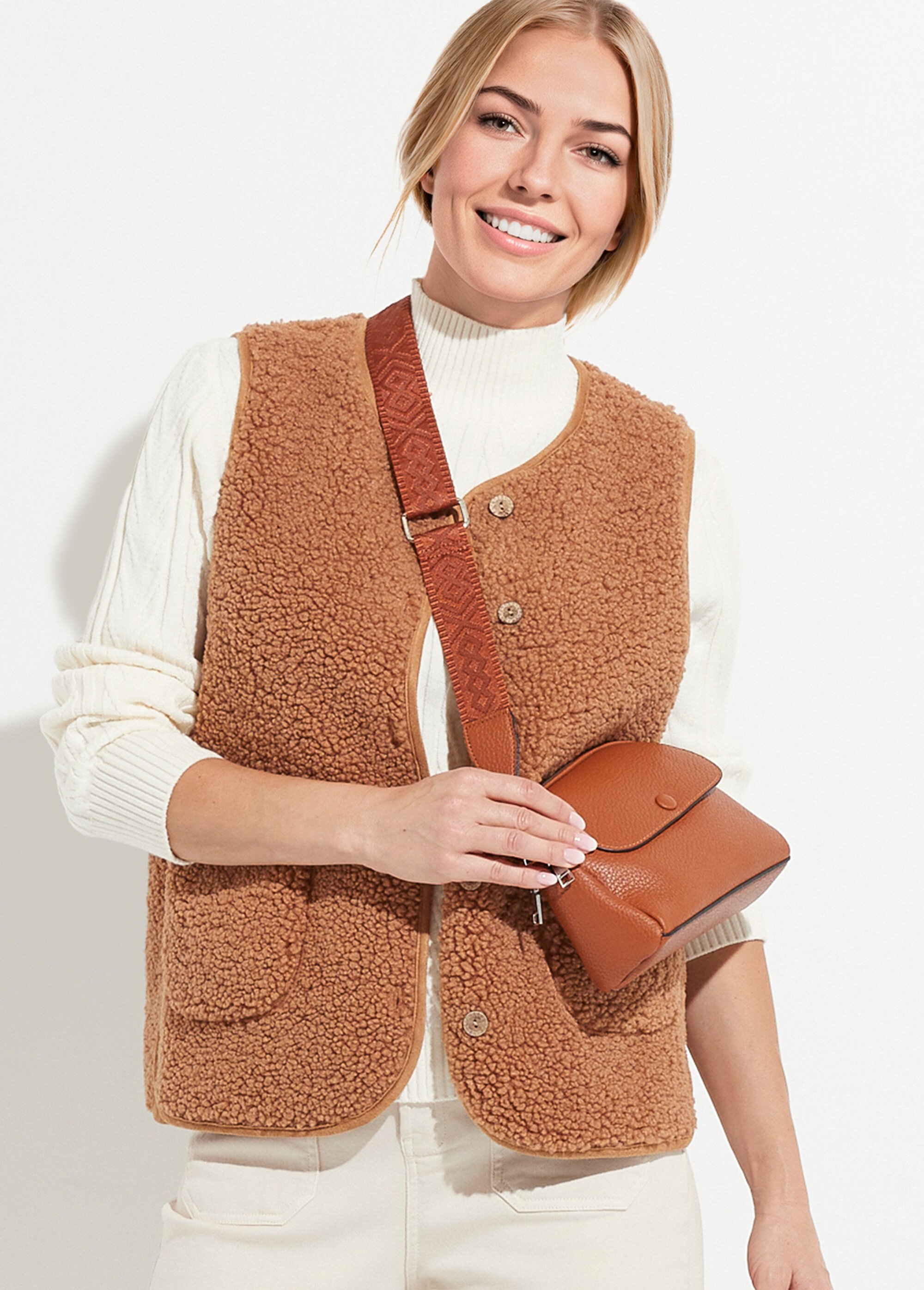 Veste sans manches en sherpa intérieur velouté Femme Marron TERRY MV1