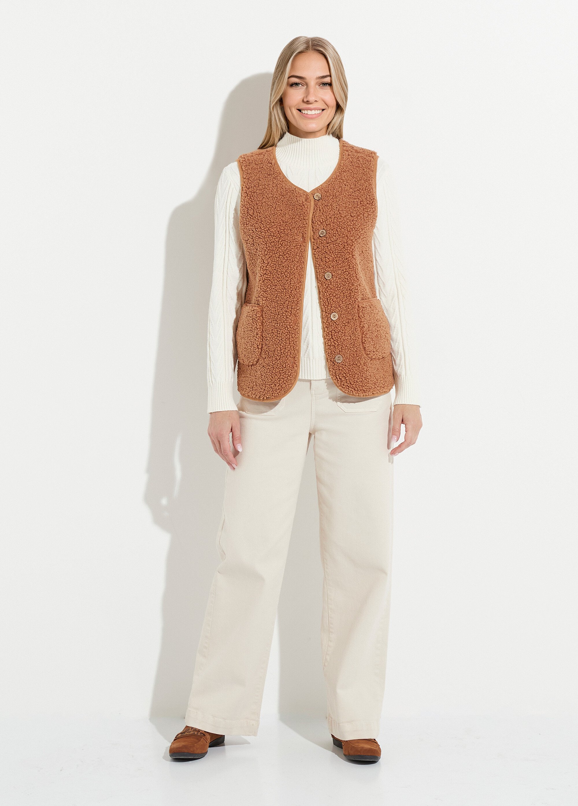 Veste sans manches en sherpa intérieur velouté Femme Marron TERRY SF1