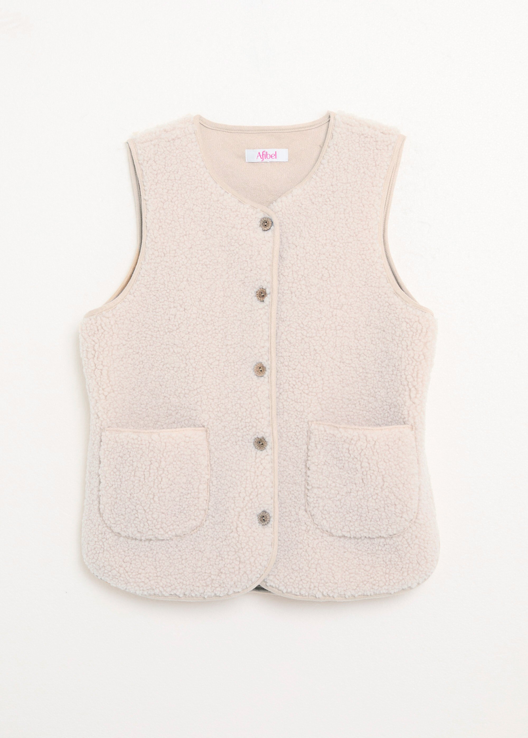 Veste sans manches en sherpa intérieur velouté Femme Beige TERRY AP1